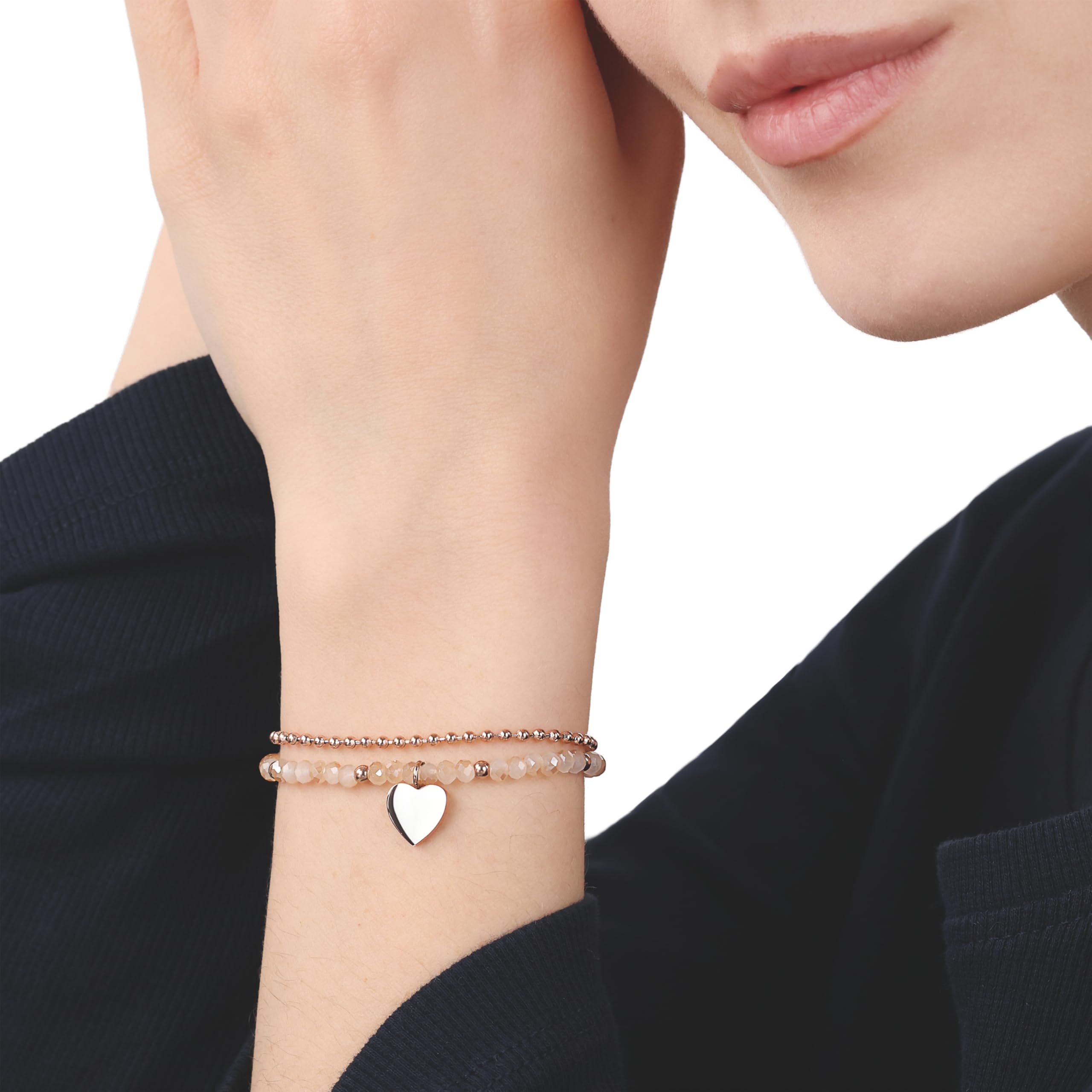 TOM TAILOR - Damen Armband Edelstahl - Rosé - mit Glas - Herz Anhänger