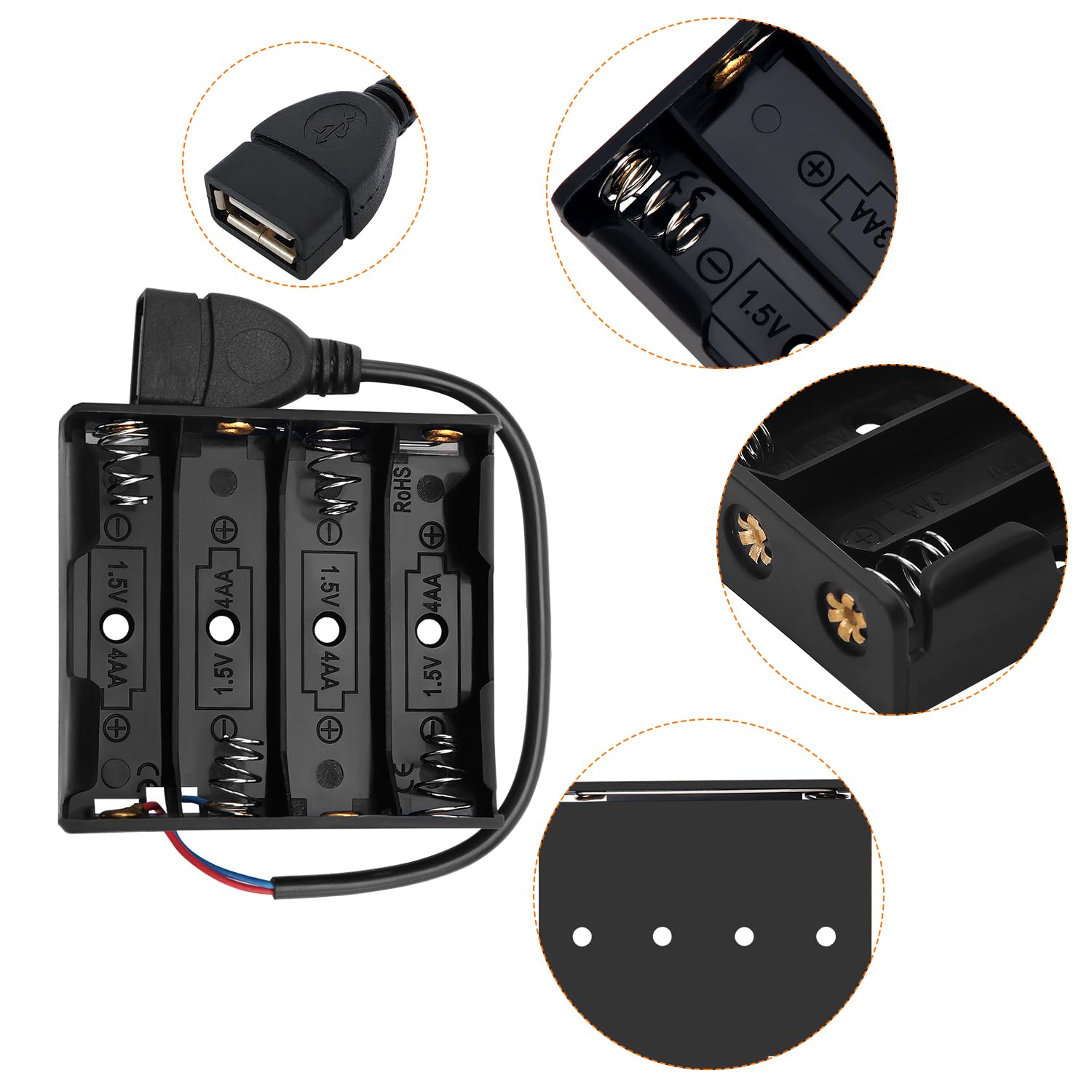 Raogoodcx 4x AA-Batteriehalter Mit Schalter | 4,5V Für DIY Elektronik Projekte