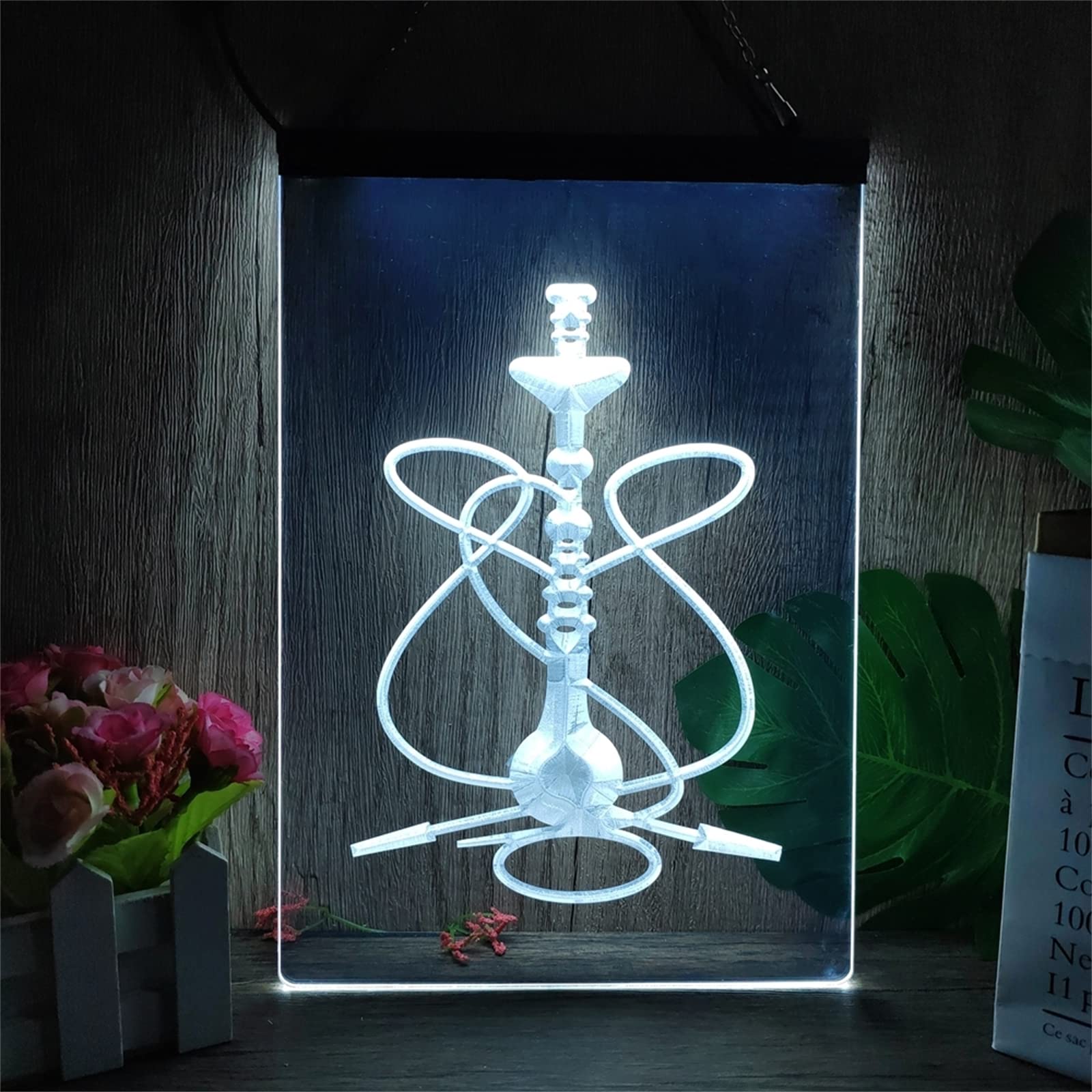 Señal de neón LED de Barra Shisha, decoración de Pared de Tienda de cachimba, atenuación remota RGB, Luces de neón USB, Luces nocturnas, señal Luminosa,30x20cm