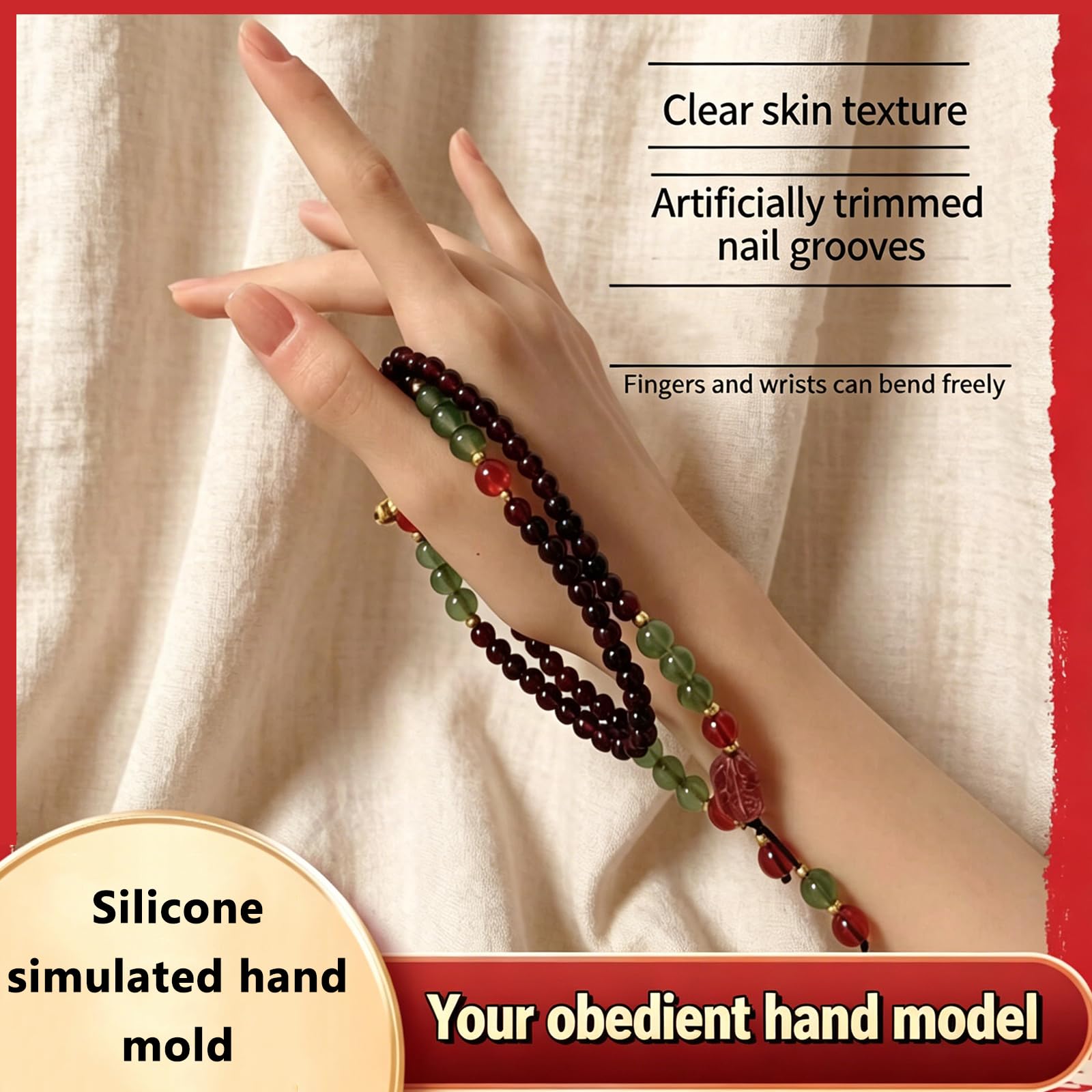 Mano De Silicona Realista para Practicar Uñas, Maniquí De Mano Falsa para Practicar Uñas, Mano Flexible Y Maleable, Soporte De Escritorio Fijo Y Ajustable, Ideal para Exhibir Left 31CM
