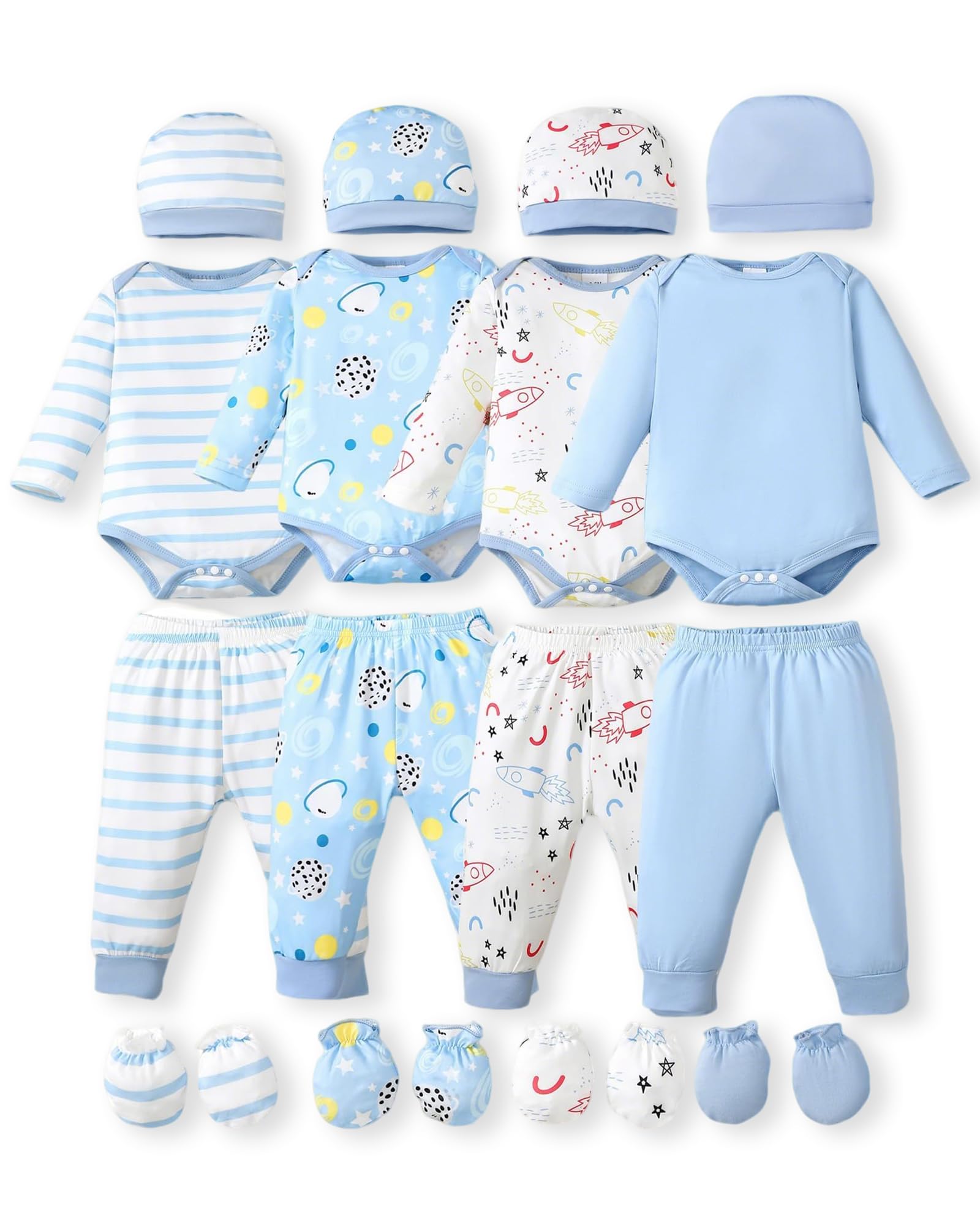 NZRVAWS Newborn Baby Boy Girl Clothes Unisex Preemie Infant Must Have Pants Set Outfits 0-18 Months 20 Pcs Essentials Gift
