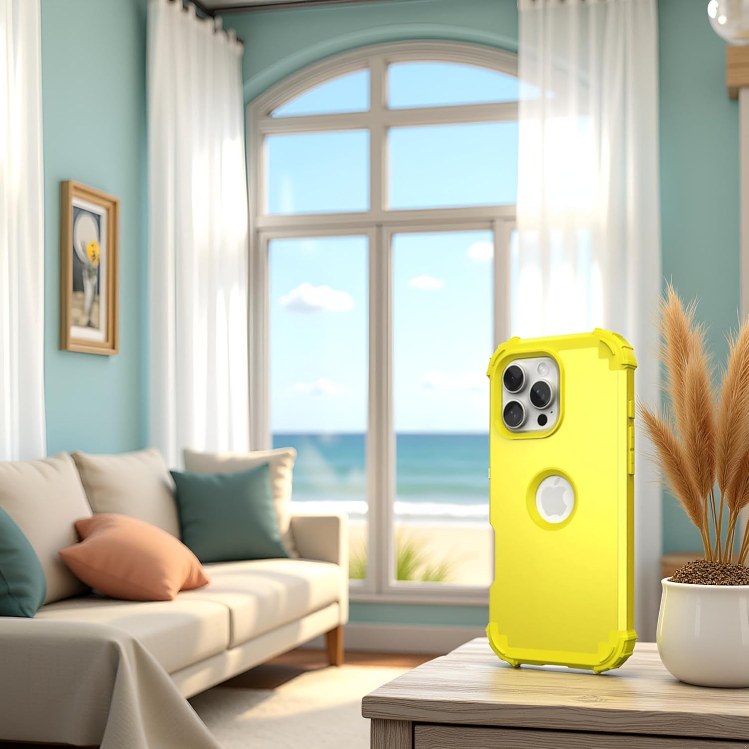 IDweel for iPhone 16 Pro Max Case with Screen Protector for Women, 3 in 1 Shockproof Slim Fit Hybrid Heavy Duty Hard PC Cover Soft Silicone Bumper Full Body Anti-Fingerprint Case,Yellow - Image 3