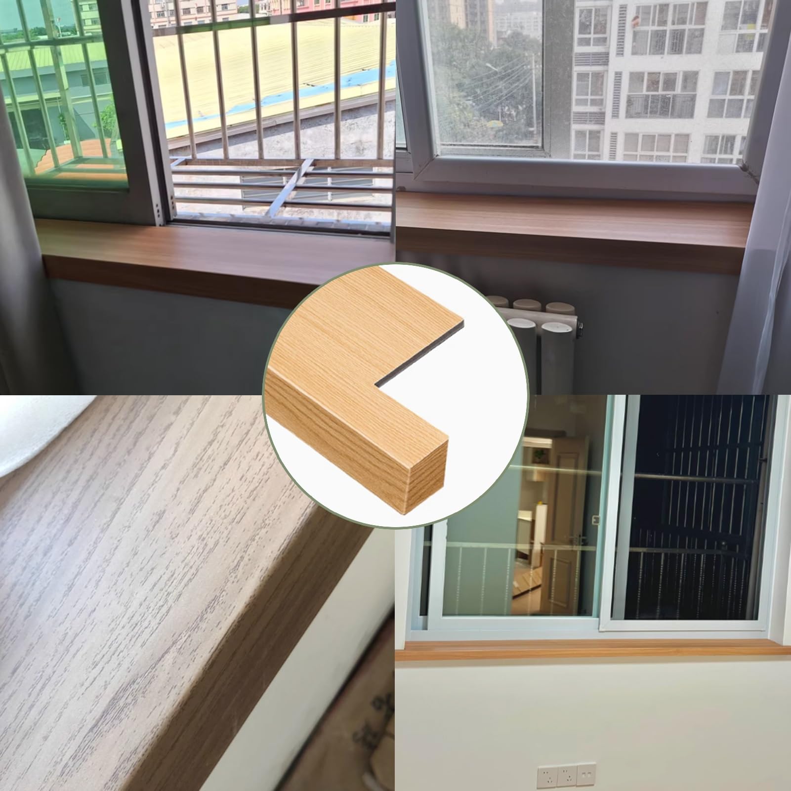 Davanzale per Finestra Rivestimento Interno Casa Davanzale Finestra con Bordo a Punta, Rifiniture in Legno Davanzale Finestra Copri-finestra, Balcone Casa Davanzale Finestra Copri-finestra per Soggior