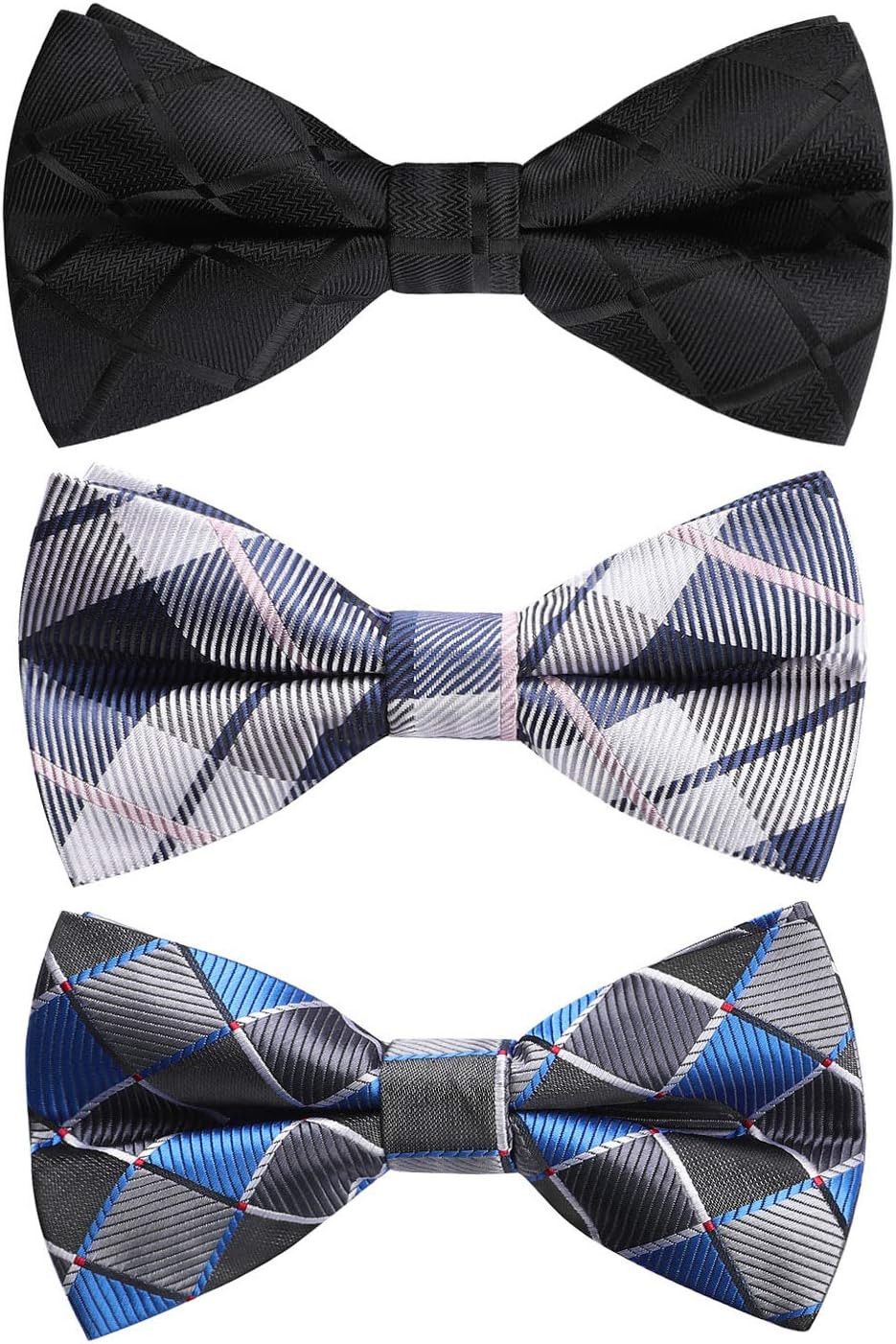 HISDERN 3/6 Pack Bow Tie Adjustable Paisley Plaid Dot Pre-Tie Bowties Classic Formal Bow Ties for Men Tuxedo Wedding