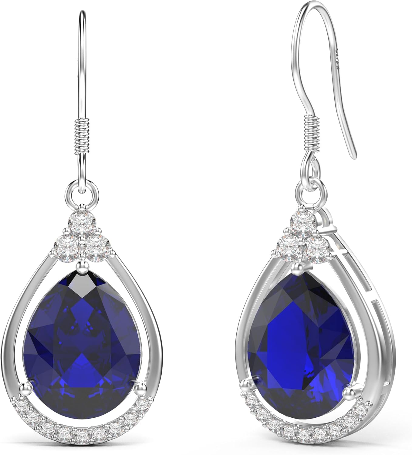 18K White Gold Plated Sterling Silver Teardrop Cubic Zirconia Drop Dangle Earrings for Women Pear Cut CZ Diamond Dangle Earrings Hypoallergenic Jewelry