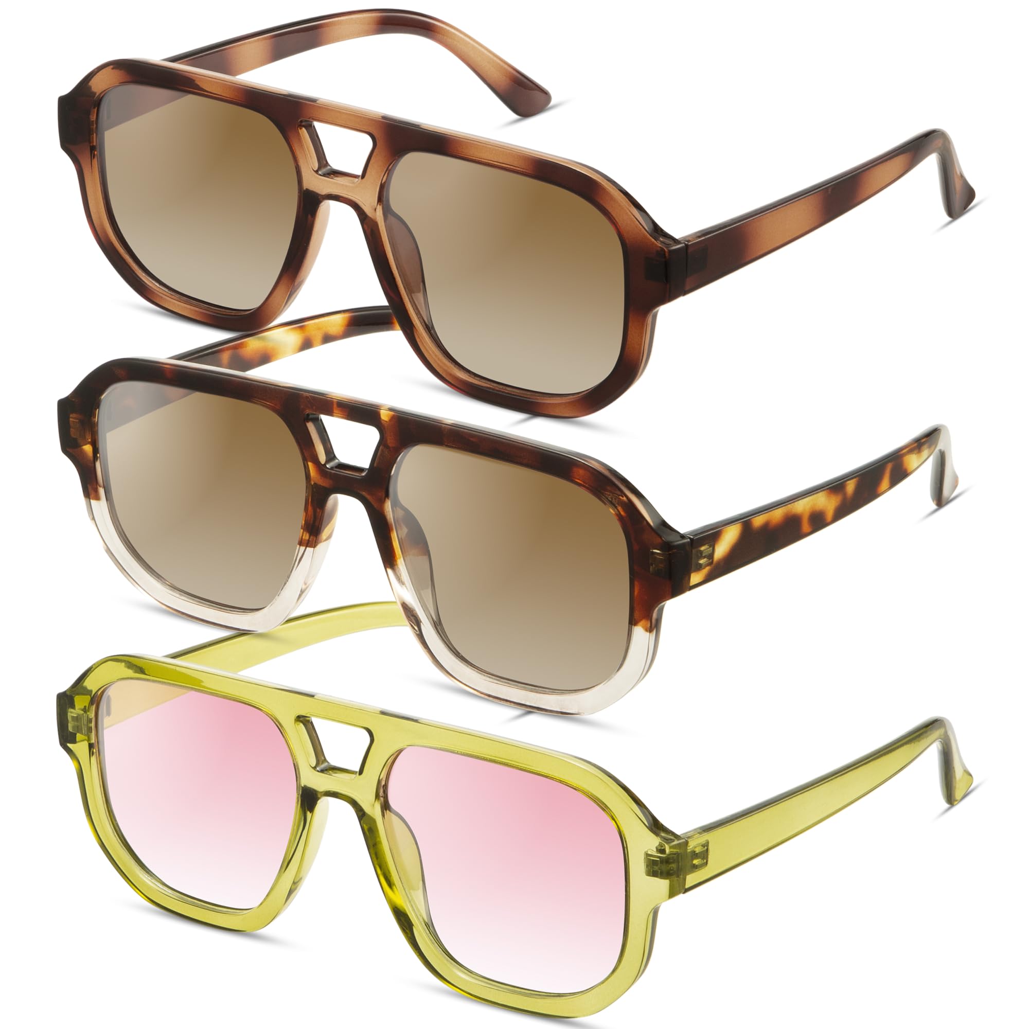 livho Trendy Polarized Square Aviator Sunglasses Women Men Square Eyewear Frame, Retro Sun Glasses for Women Men 2025 Shades