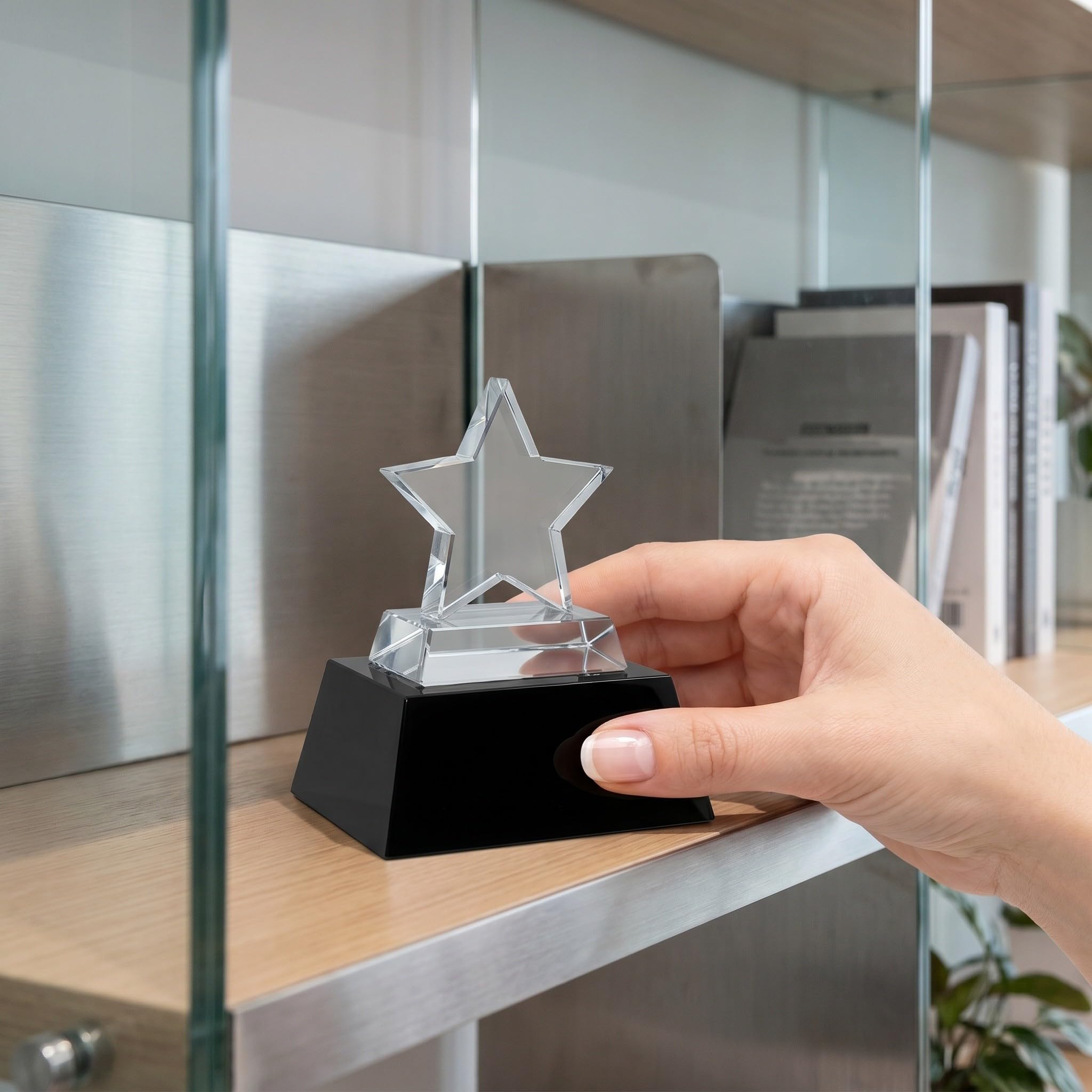 Operitacx 3 bases de cristal para premios: soporte para trofeos de logros, caballete para exhibición de rocas, soporte para esculturas de placas de ágata mineral coleccionables.