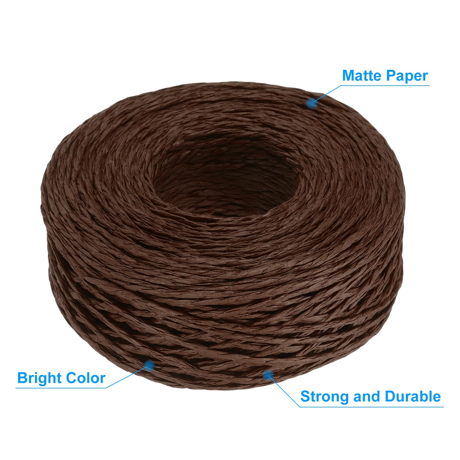 PATIKIL 328 Feet Raffia Ribbon, Raffia Yarn Paper Rope Twine String for Crochet Bags Craft Festival Gifts Bouquets Wrapping, Brown - Image 3