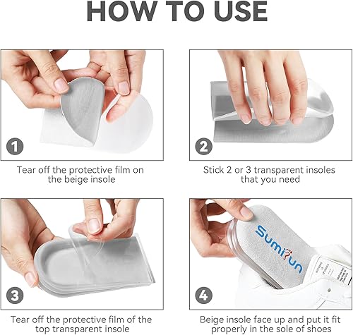 Miniatura 8 de Sumifun - Elevadores de talón ajustables para zapatos de mujer  4 capas de elevación ortopédica de zapatos para longitud de pierna discrepancia