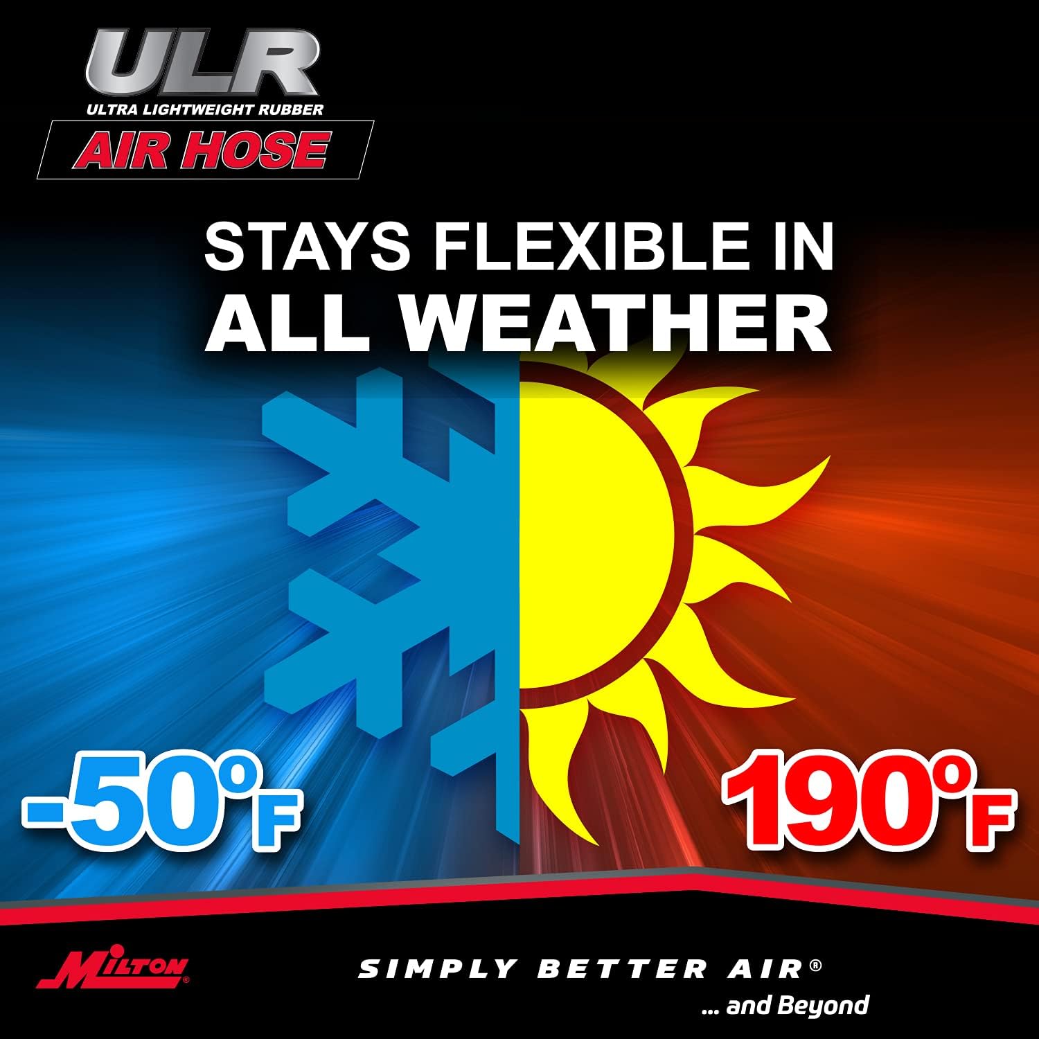 Milton ULR142514: 1/4" X 25' Ultra Lightweight Rubber Hose (W/ 1/4" Npt Ends)