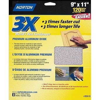 9" x 11" Norton 02619 ProSand Sanding Sheet 120-Grit Handy-Pack