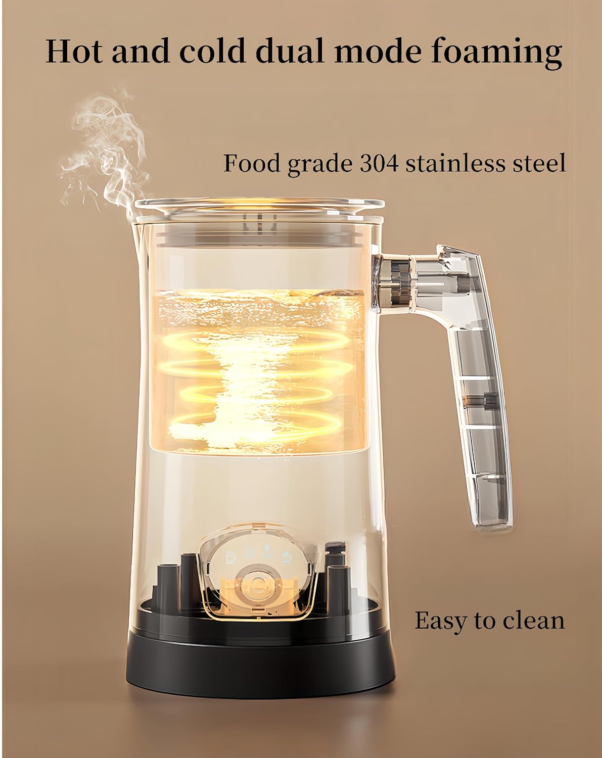 Milk frother - Multifunctional Milk frother and Steamer - 4-in-1 Electric Milk Steamer with 350ml Capacity, 304 Stainless Steel, Cold & hot Modes for Milk, Foam, and hot Chocolate