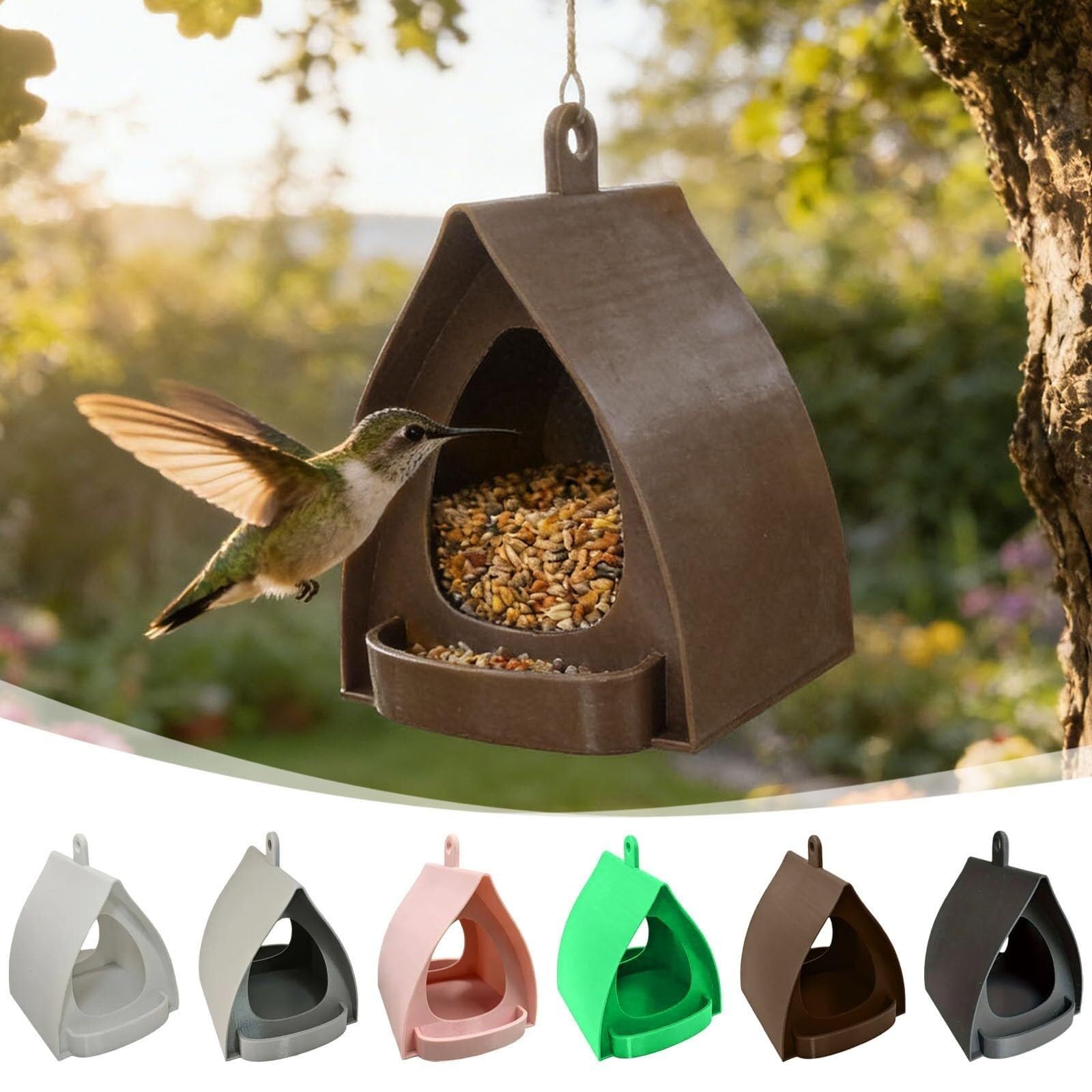 Comedero Colgante for pájaros al Aire Libre, comedero de jardín de plástico Duradero con Techo Resistente a la Lluvia for balcón y Patio de Invierno(Noir)