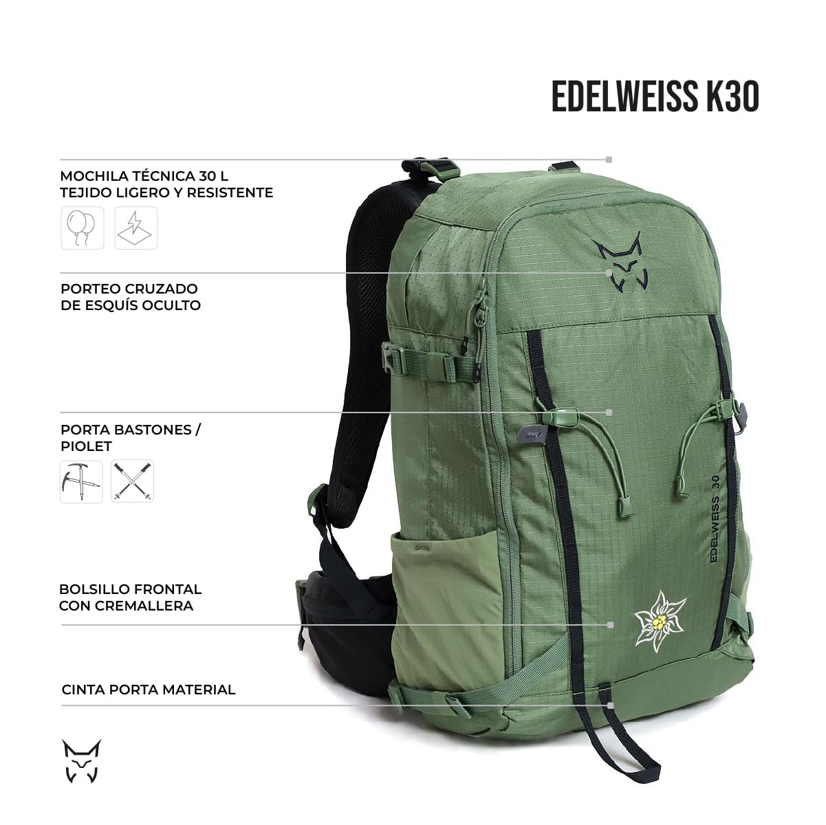 ALTUS Edelweiss K30 Mochila de Montaña y Trekking | Cubre Mochilas Integrado