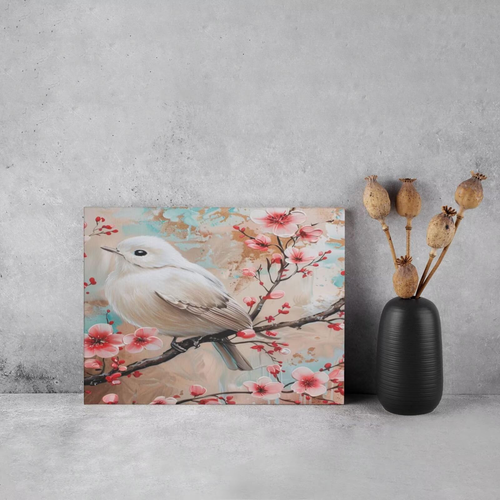 Kit per pittura con numeri per adulti, fiore di prugna, pittura con numeri per principianti, pittura acrilica con 6 pennelli, pittura a olio per decorazione da parete (95 x 70 cm, senza cornice) MK39