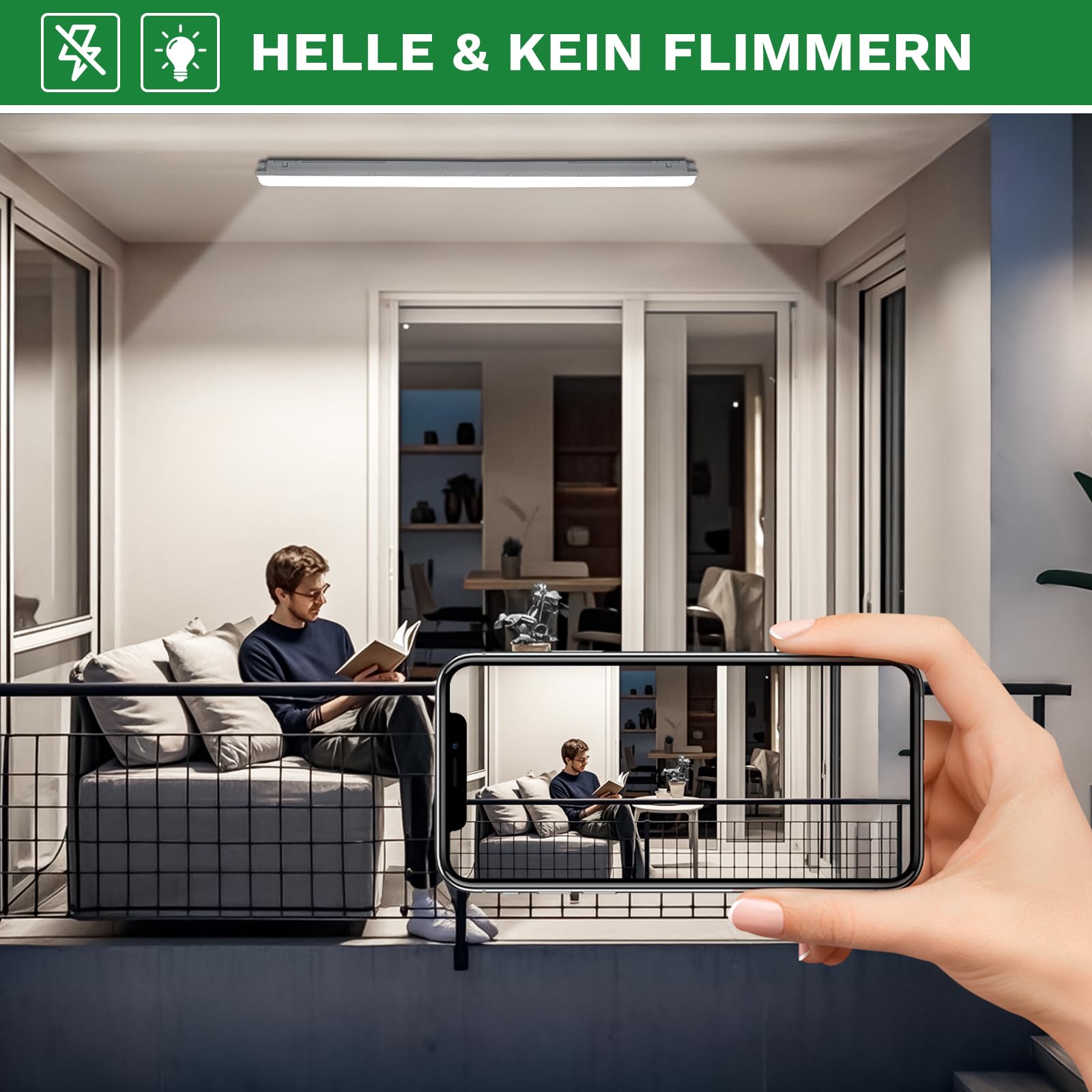 TONFFI 2 Stück Feuchtraumleuchte LED 120CM, 36W 4500LM Feuchtraumlampe, 6000K Kaltweiß Röhrenlampe Komplett, Verknüpfbar IP65 Werkstattlampe led Keller Deckenleuchte für Garage Werkstatt