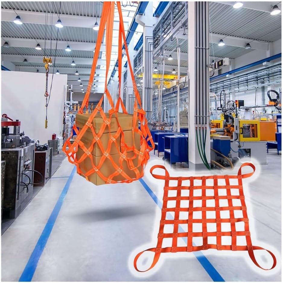 Heavy-Duty Cargo Lifting Net for Hoisting, 1-4 M Loading & Unloading Tear-Resistant Polyester Net with Reinforced Straps(2.5x2.5m-1ton/2204.6lbs-15cm)