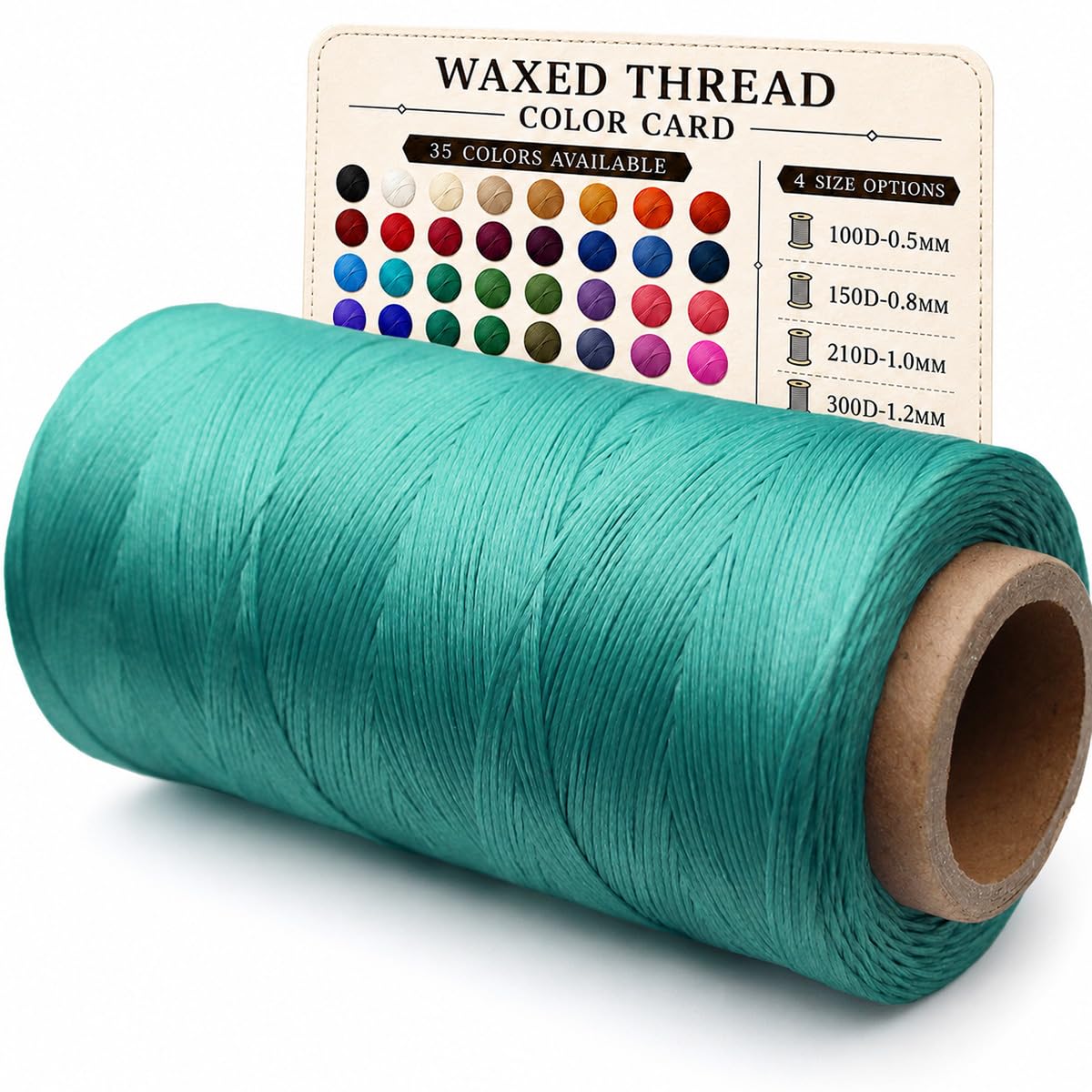Flat Waxed Thread for Leather Sewing Wax String Polyester Cord Craft Stitching Bag Bookbinding Sail Bracelet Braid Jewelry DIY (0.5mm 100D, Peacock Green)
