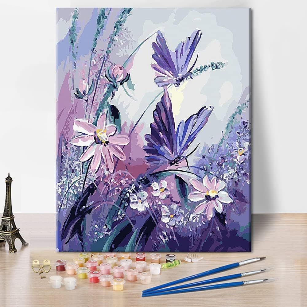 Purple Butterflies Paint by Number for Adults and Kids