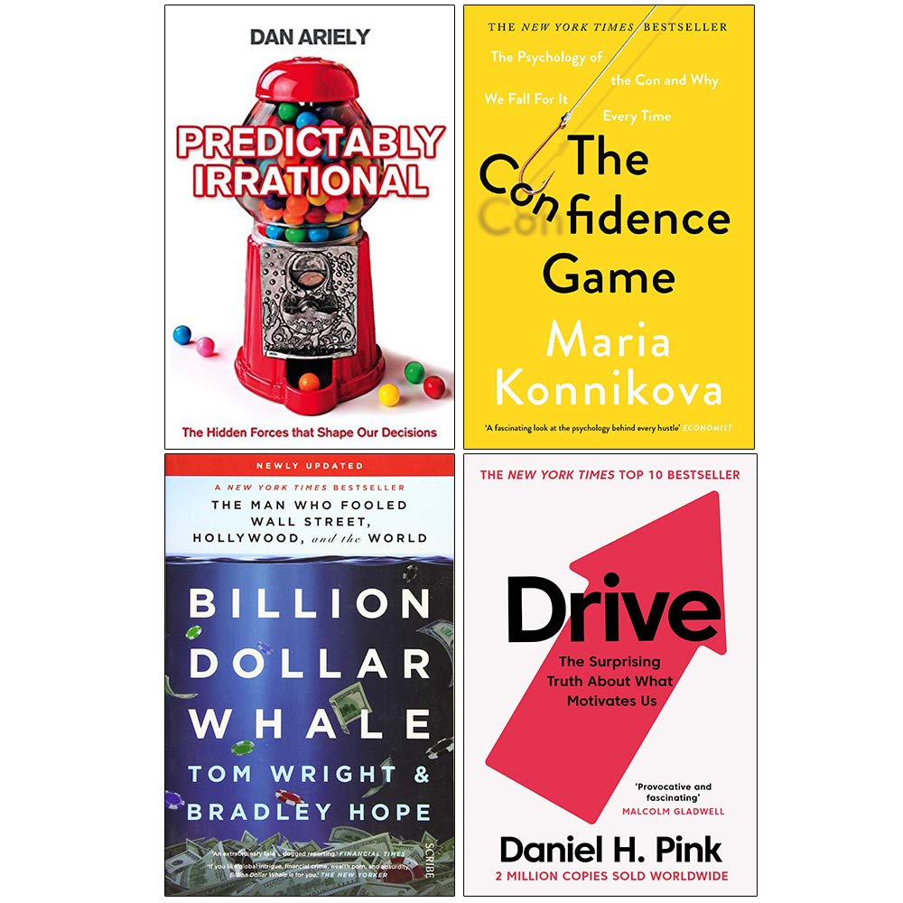 Predictably Irrational, The Confidence Game, Billion Dollar Whale, Drive Daniel H Pink 4 Books Collection Set