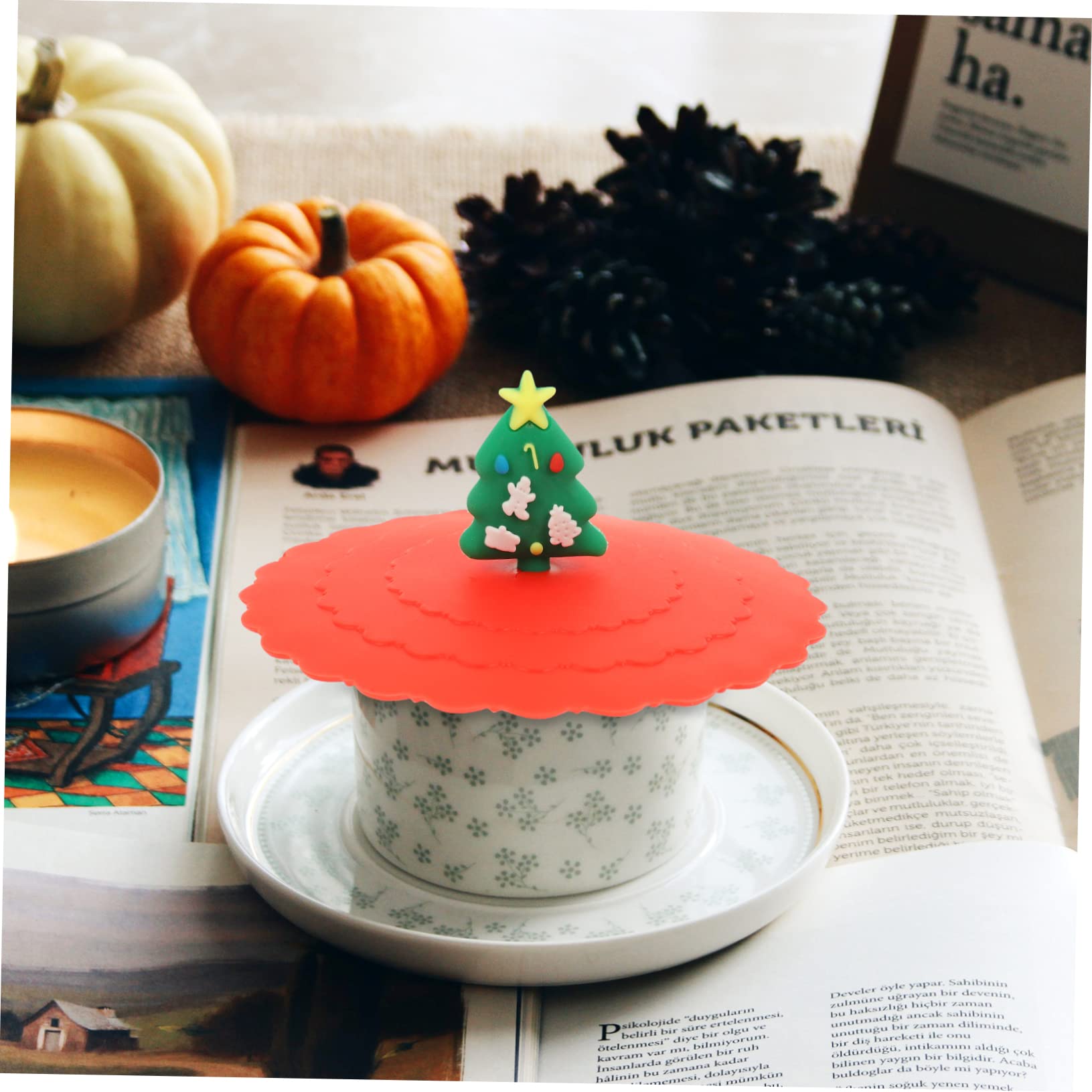 6 Couvercles De Tasse En Silicone Noël - Motif Bonhomme De Neige | Universels Pour Mug, Thé, Café