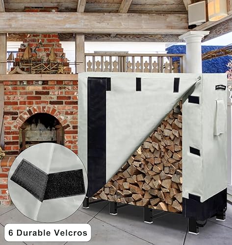 Miniatura 6 de Artibear Cubierta para estante de leña para estante de madera de 4 pies, para interiores y exteriores, resistente a la intemperie, color caqui