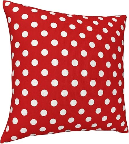 Miniatura 2 de ZGVDVZ Fundas de almohada de lunares rojos y blancos de 18 x 18 pulgadas, fundas de almohada para exteriores, fundas de almohada para sofá