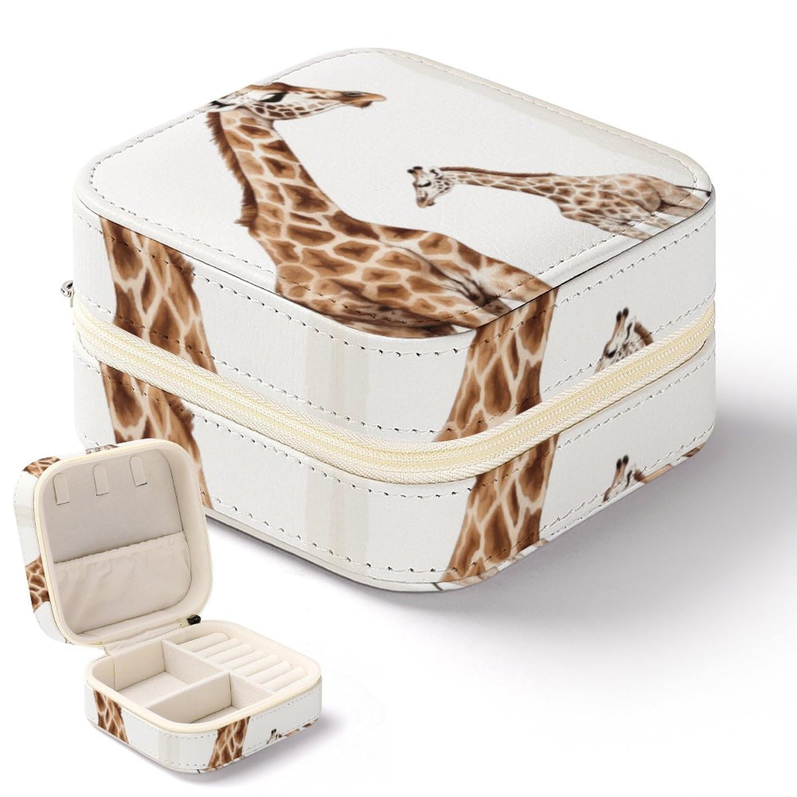 Boîte à bijoux en cuir synthétique girafe : écrin de rangement qualitatif pour femme