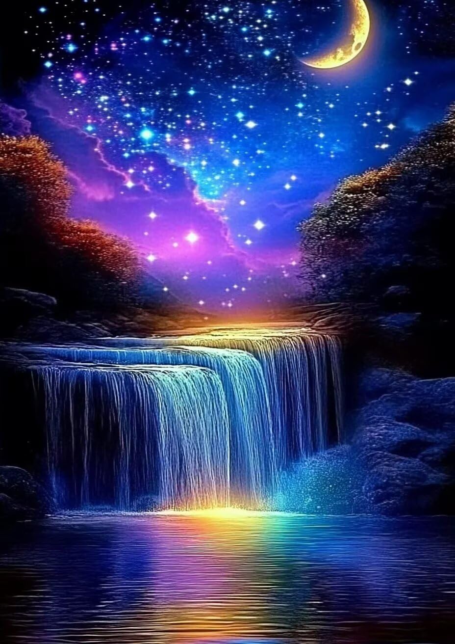 CALUOHO 5D Diamond Painting Kits for Adults - Moonlight Landscape Diamond Art Kits for Beginner,DIY Round Full Drill Paintings with Diamonds Gem Art for Adults Home Wall Decor 20x20 in