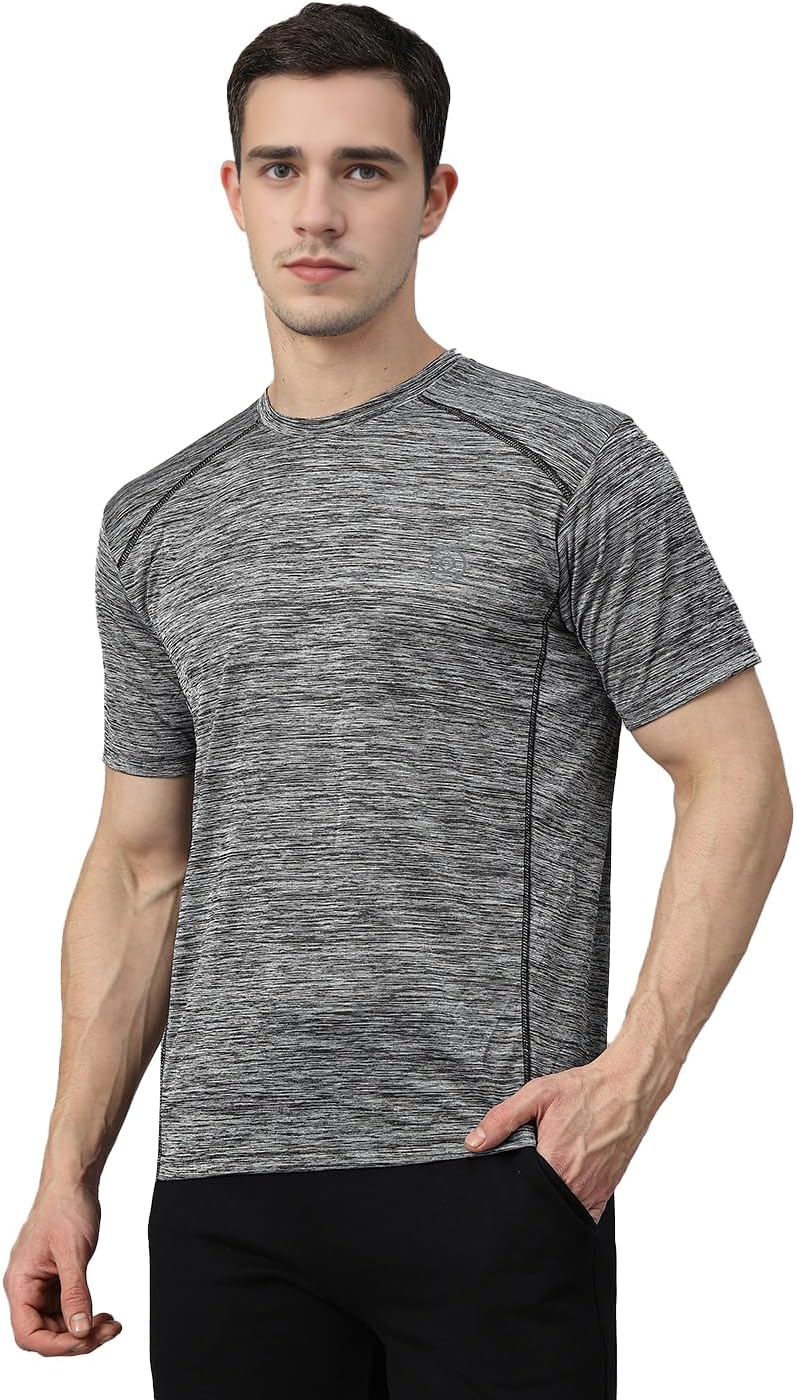 Men's Polyester Regular Fit Round Neck Regular Dry Fit Gym Sports T-Shirt
