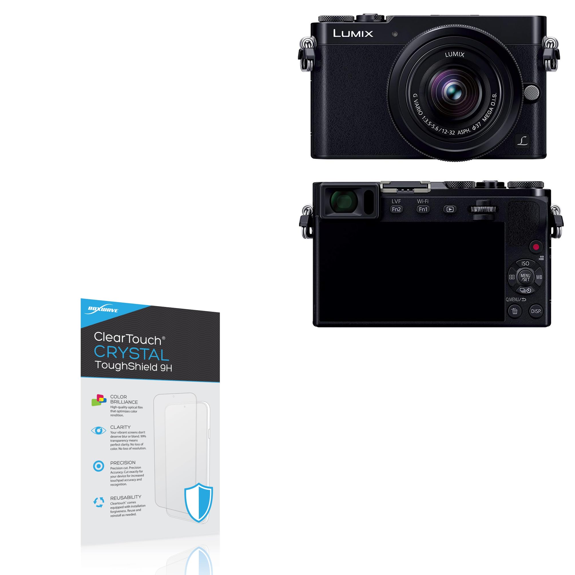 BoxWave Screen Protector Compatible With Panasonic Lumix DMC-GM5 - ClearTouch Crystal ToughShield 9H (2-Pack), Clear 9H Tough Flexible Film Screen Protector