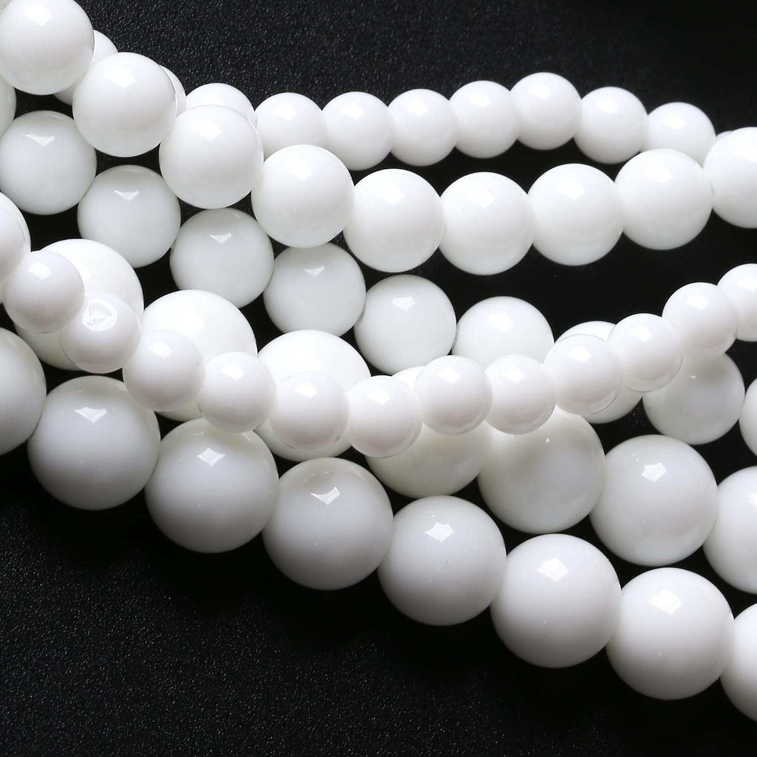 12MM Porcelain Texture White Glass Round Loose Beads Natural Gem Beads Crystal Energy Stone Beads for Jewelry Making DIY Bracelet Necklace image 4