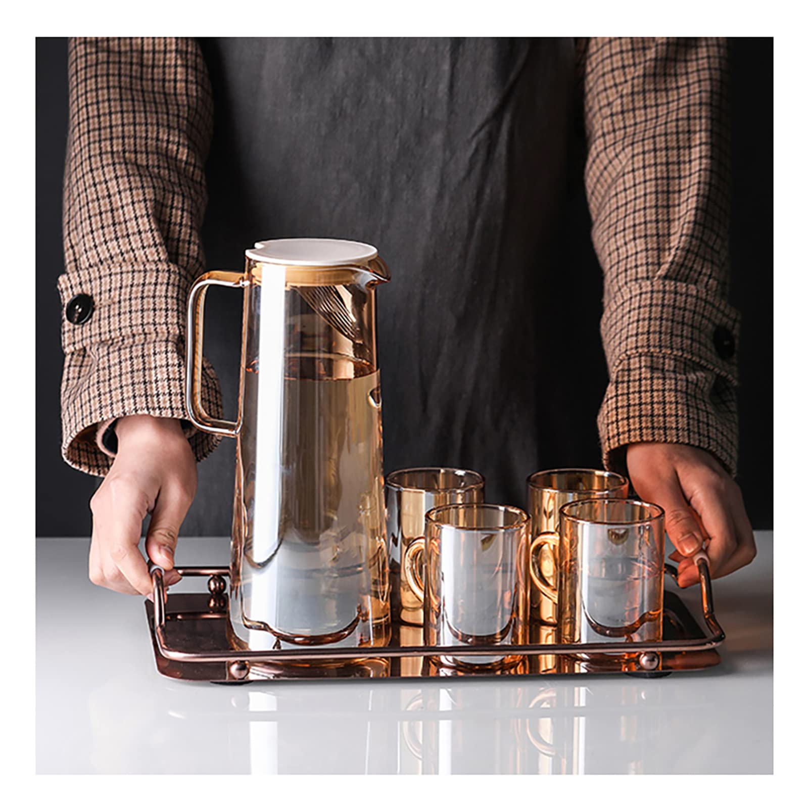 Grande carafe en verre ambré vintage Orange