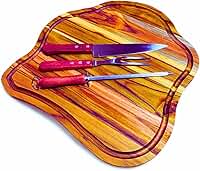 Tábua de Churrasco Rústica Grande em Madeira, Design Artesanal, com Canaleta, Ideal para Cortar e Servir Carnes