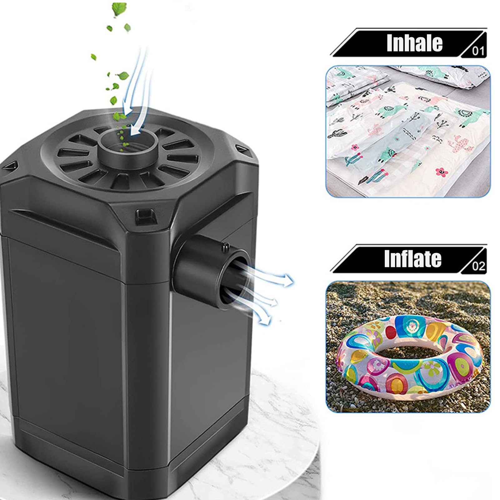 Air Pump pontony, podkładka do spania w podróży pompka powietrzna, 5,2 x 2,99, kompaktowe urządzenie do inflacji elektrycznej, nadmuchiwana mata do pływania na basenie, zabawki wodne i maty do