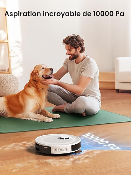 Lefant M2S Pro Robot Aspirateur Laveur 10000Pa avec Station Vidage Automatique Poussière,Navigation Laser avec Cartographie,Nettoyage Personnalisé, Évitement d'obstacles PSD,Idéal pour Poils d'animaux - 4