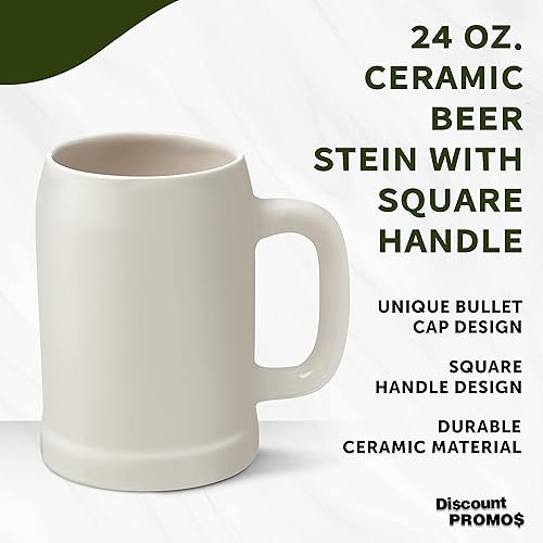 Miniatura 3 de DISCOUNT PROMOS Taza de cerámica para cerveza, 24 onzas, juego de 6, paquete a granel, ideal para Octoberfest, pub, restaurante y más, natural