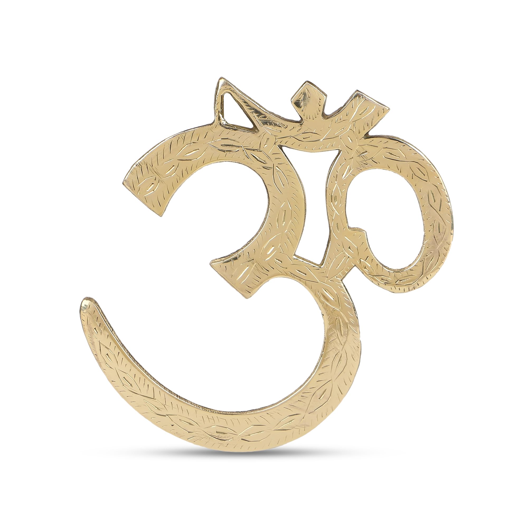 JMD Magnifique laiton moulé à la main gravé sur OM/AUM OM Om avec finition dorée, laiton, décoratif, collection Precious - Accessoires de méditation OM - Une paire (2 pcs.), 21 cm