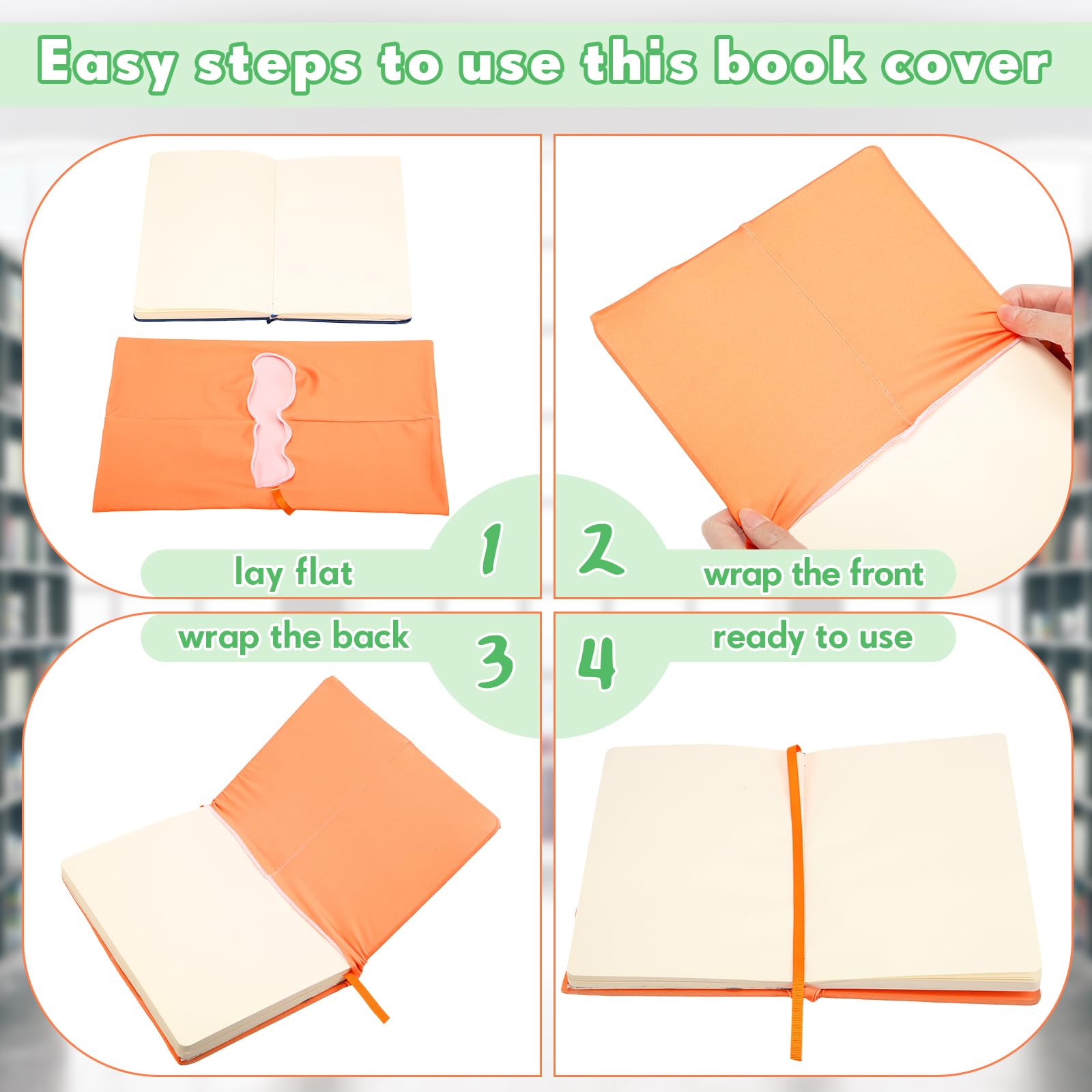 PerKoop 12 copertine per libri Jumbo, in tessuto elastico, lavabili, riutilizzabili, per la maggior parte dei libri con copertina rigida, 12 colori (22,9 x 28,9 cm)