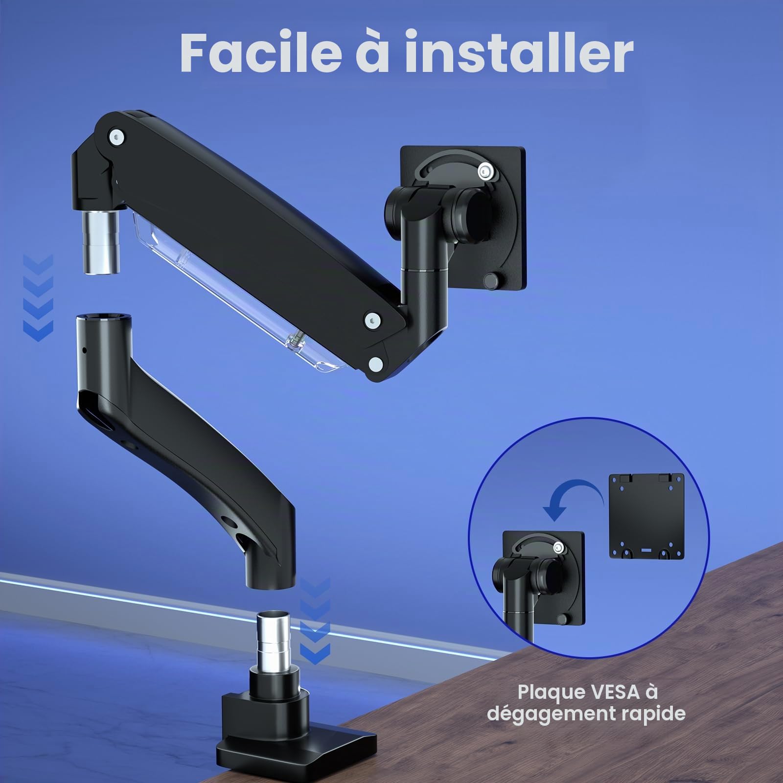 PUTORSEN Support Ecran PC pour écran Plat et incurvé de 22-57 Pouces, Support d'écran réglable en Hauteur, Capacité de Charge 27kg/59.4lbs, avec Plaque de Renfort, VESA Max jusqu'à 200x200