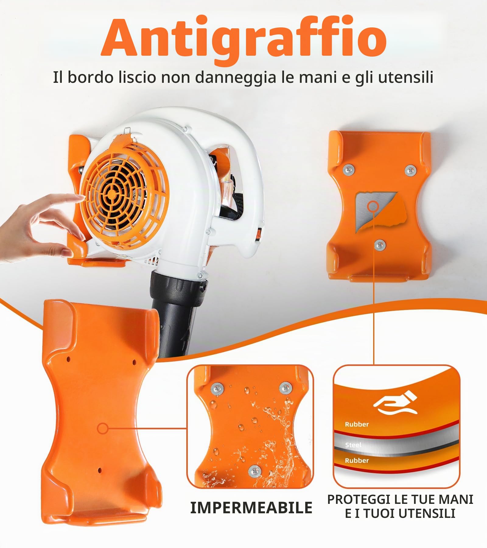 Supporto da parete per soffiatori a mano, 1 supporto per soffiatore a parete del garage, adatto per Stihl BG-50, BG-56, BG-66, SH-56