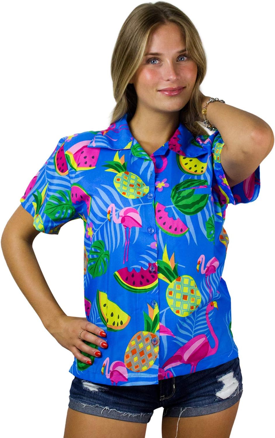 Botón de Impresión de Flamingo Hawaiano para Mujer Peru Ubuy