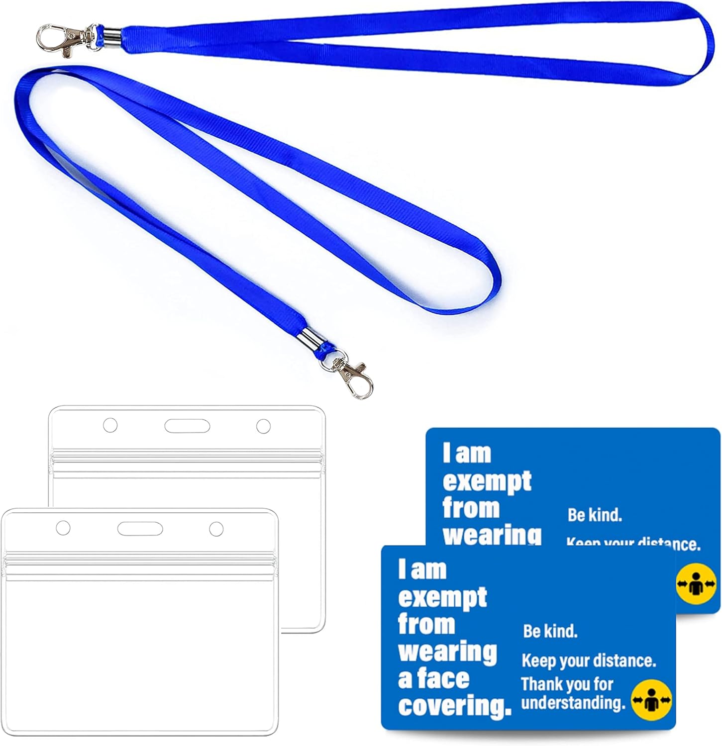 Pack of 2 Face Mask Exemption Lanyard with Card Holder Exempt from