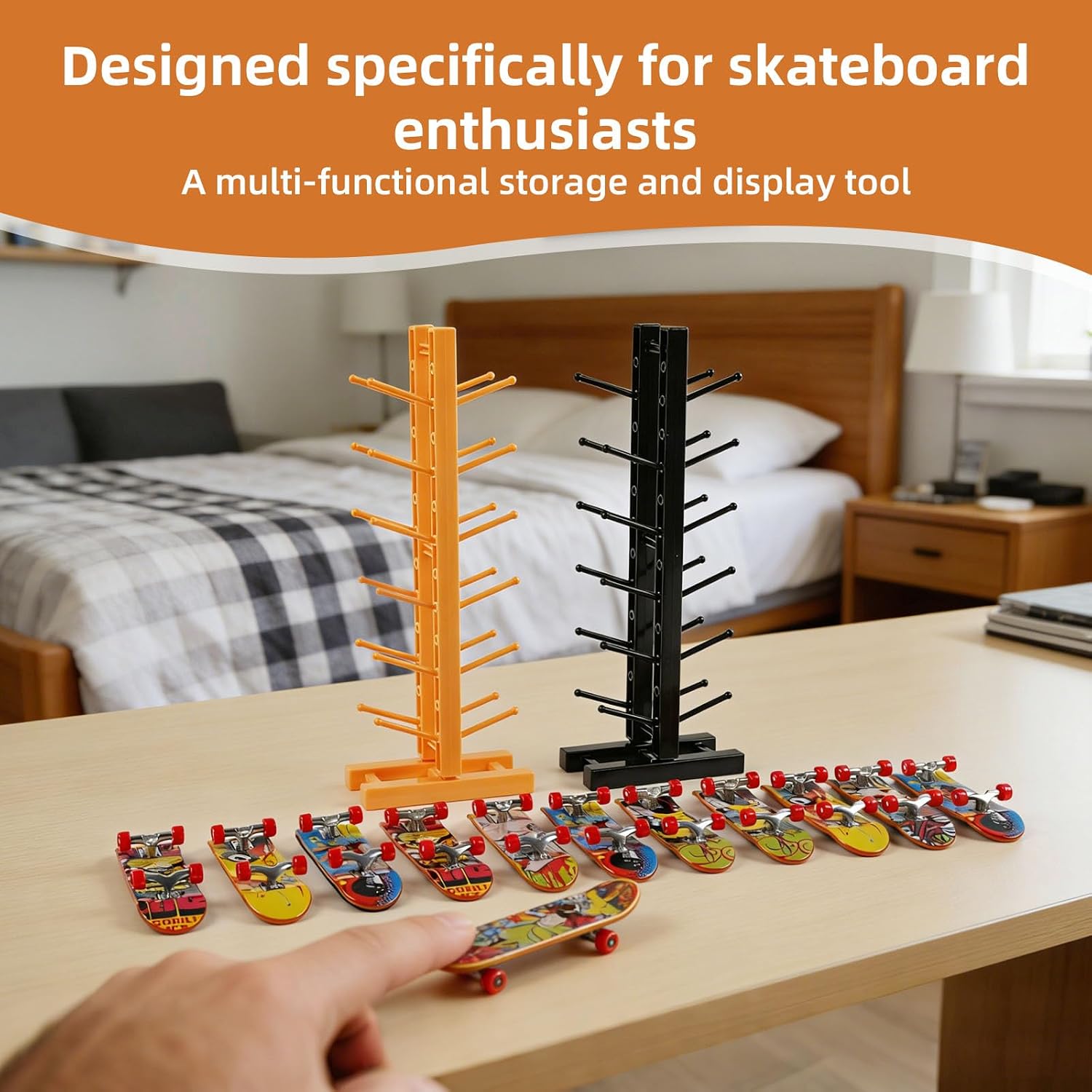Compatible with Tech Deck,Holds 12 Mini Finger Skateboards image 2