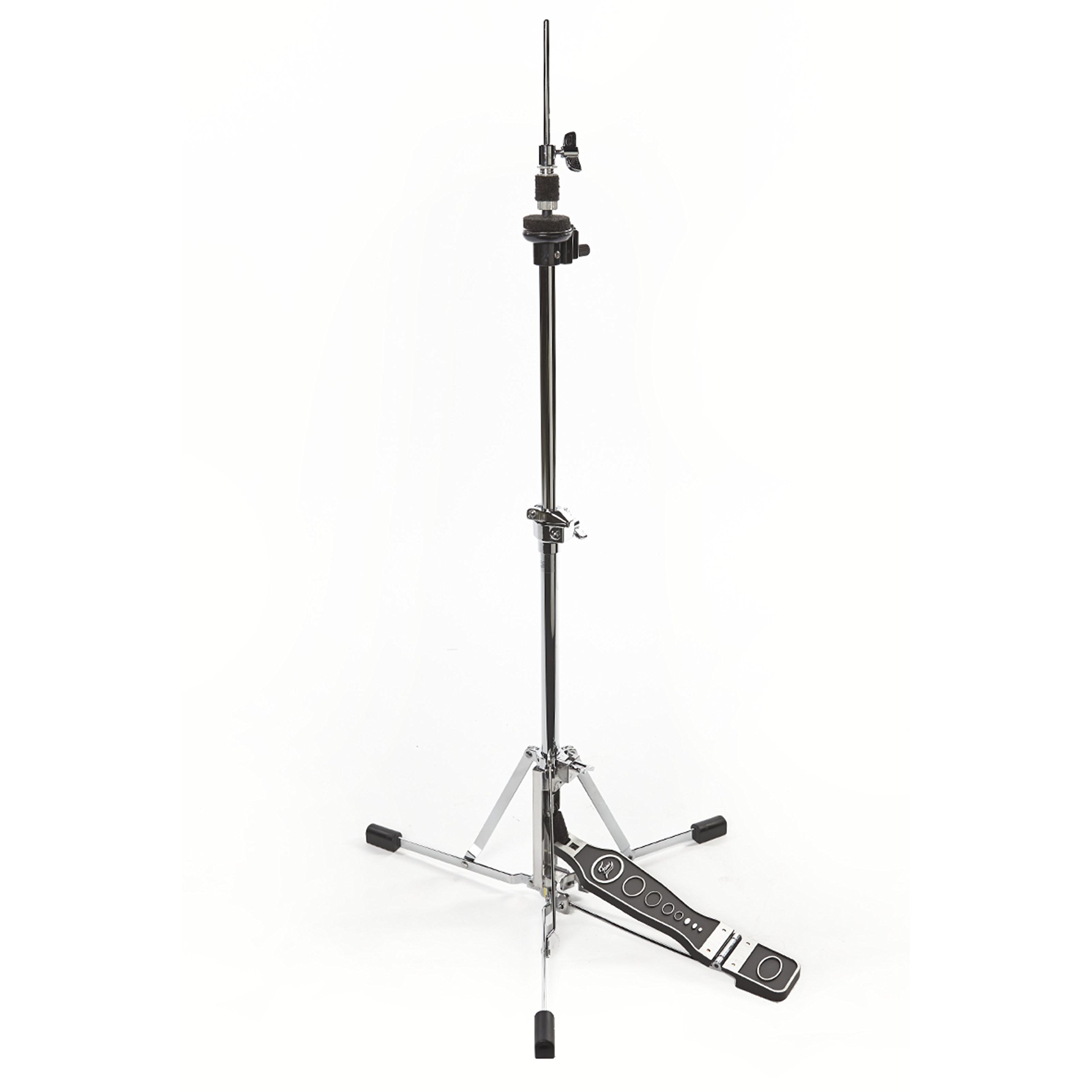 Fame HH6001 Flat Base Hi-Hat-Ständer, Retro-Look, Zugbandantrieb, Einstellbare Federspannung, Ideal für Vintage Setups, Platzoptimierung, Verchromt