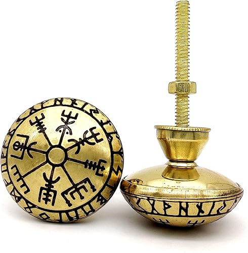 2 pomos de latón de brújula vikinga hechas a mano  Perillas de latón decorativas vikingas  Puerta de armario de dormitorio, pomos de cajón