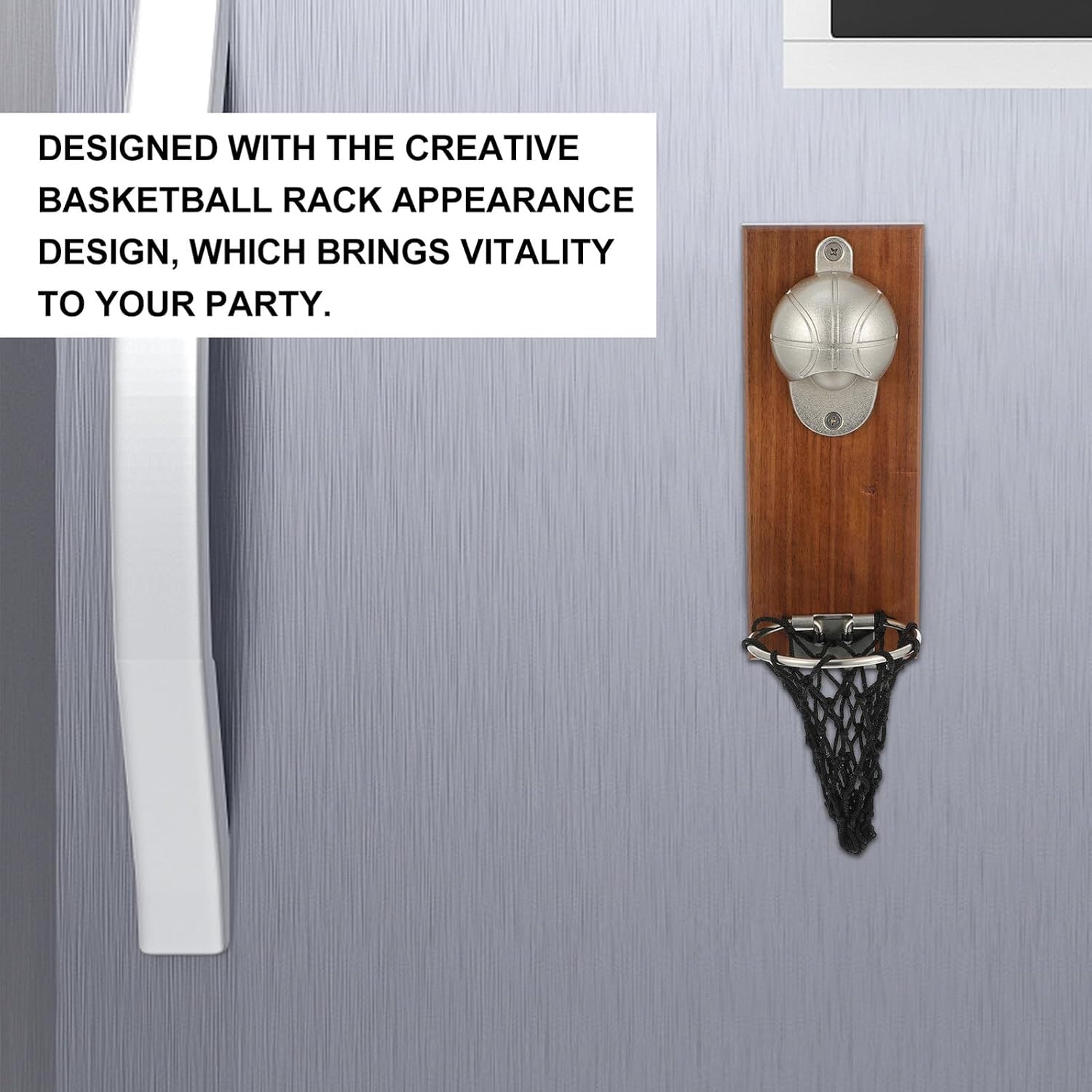Basketball Bottle Opener Wall-mounted Corkscrew with Magnetic Cap Catcher Space-saving Beer Opener for Kitchen Bar Home Camping and Party Use