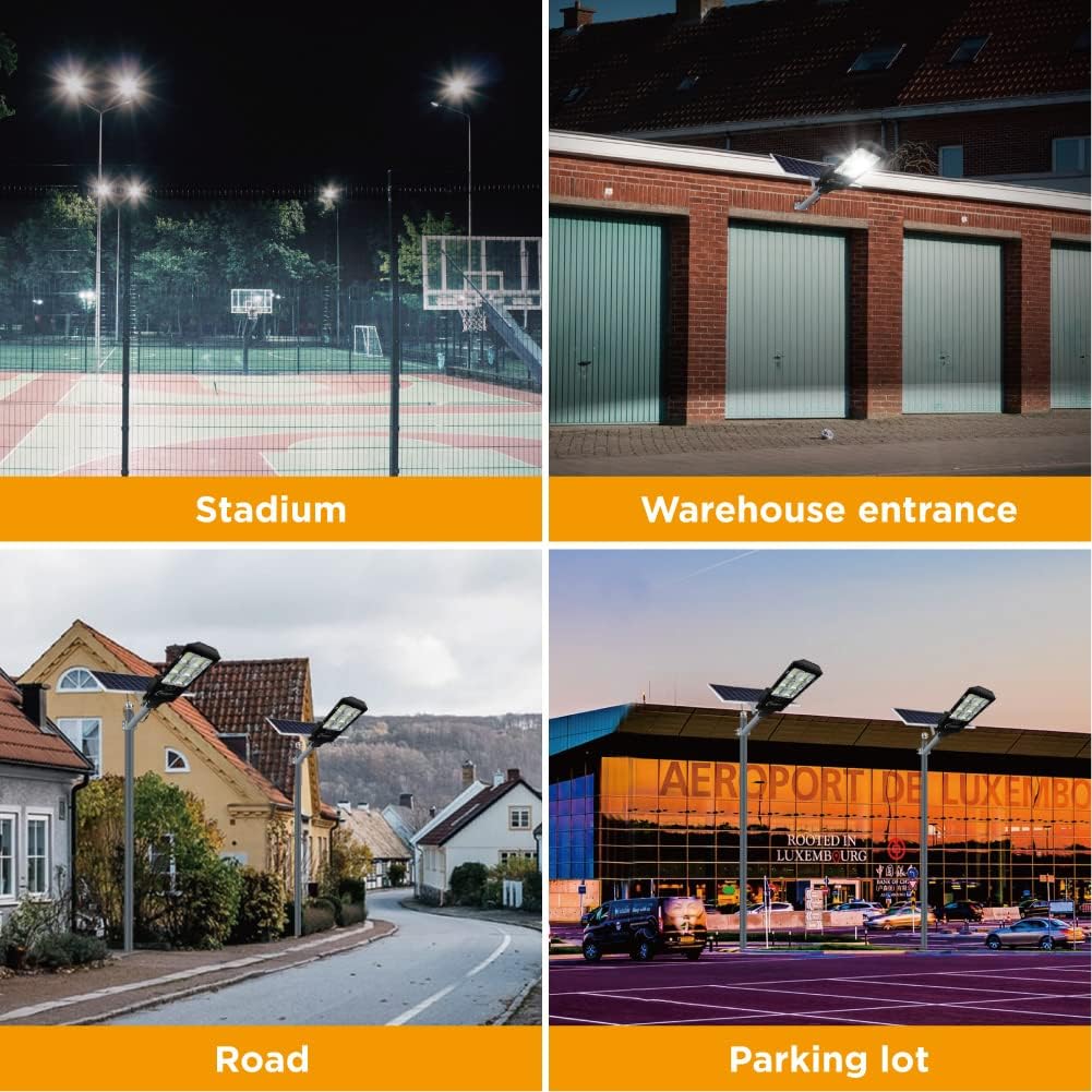 Solar Led Street Lights Outdoor,800w Solar Flood Light Fixture High Lumens Dusk to Dawn Security Stadium Lighting Waterproof Pole Light with Motion Sensor for Parking Lot,Garden,Yard, Court