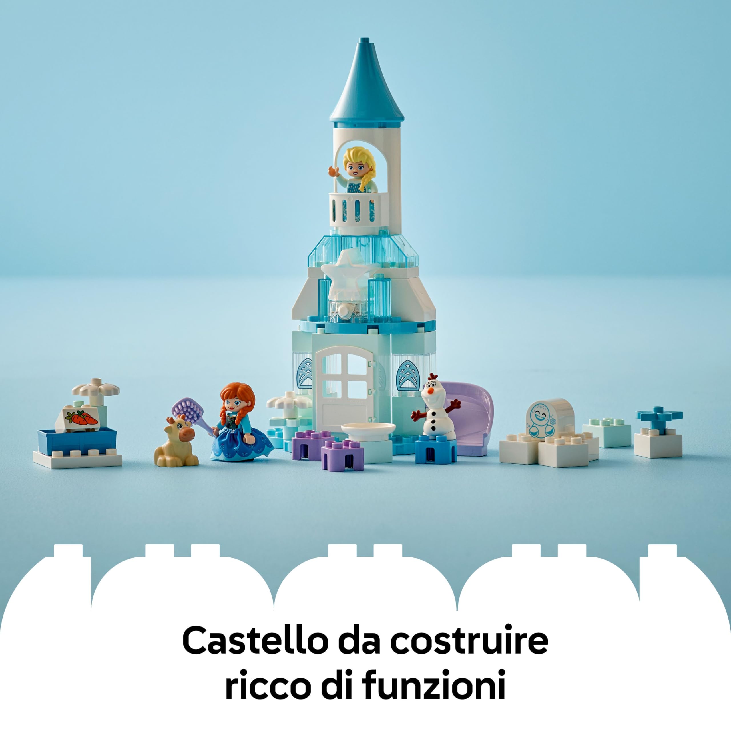 LEGO DUPLO │ Disney La Festa al Castello di Anna ed Elsa Frozen - Gioco Didattico da Costruire con 5 Personaggi tra cui Olaf e Baby Sven - Idea Regalo per Bambine e Bambini da 2 Anni in su - 10455