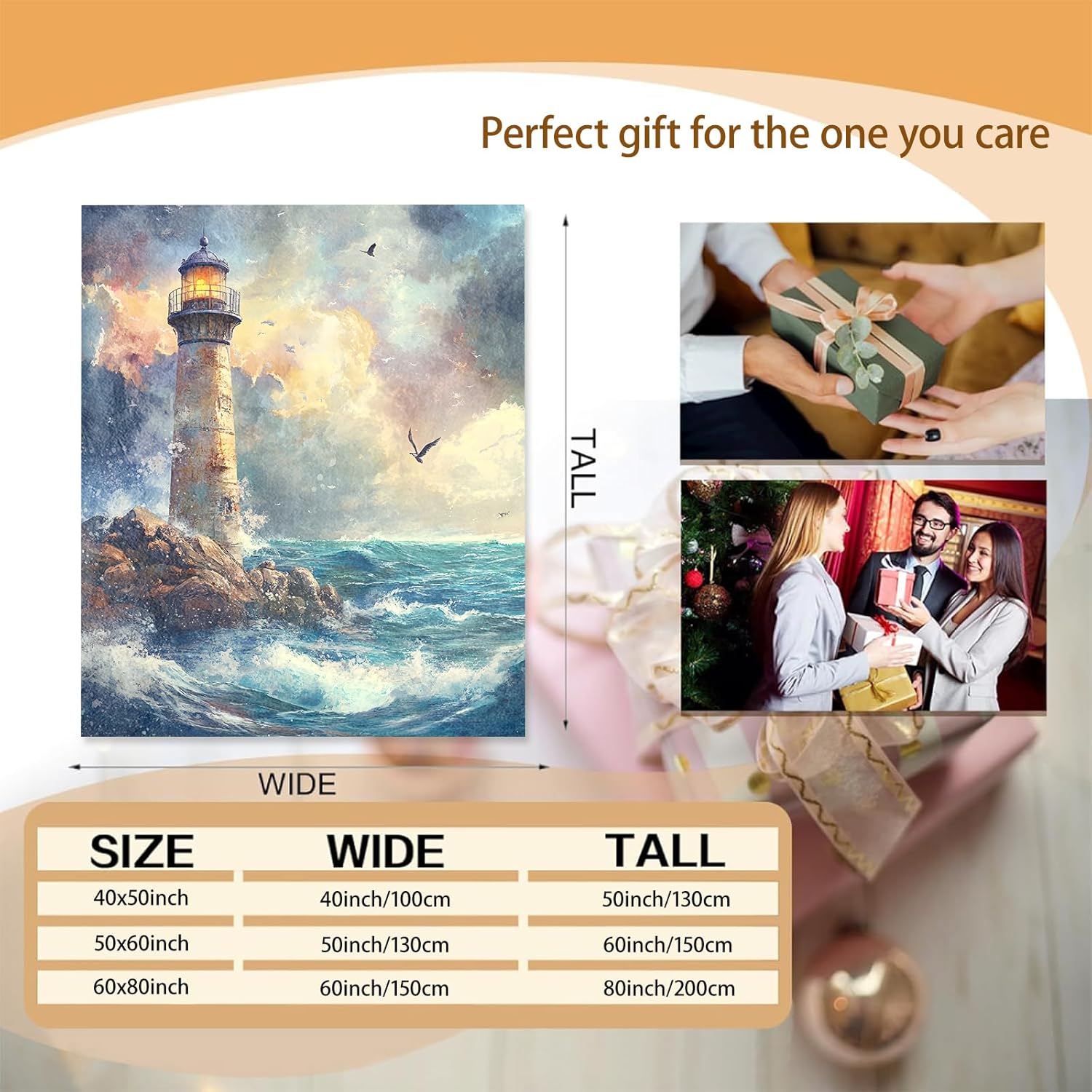 Ocean Coast Lighthouse Theme Blanket Gifts for Women Girls, Soft Warm Lightweight Flannel Throw Blankets for Living Room Home Sofa Travel Decor 50" x 60" - Image 3